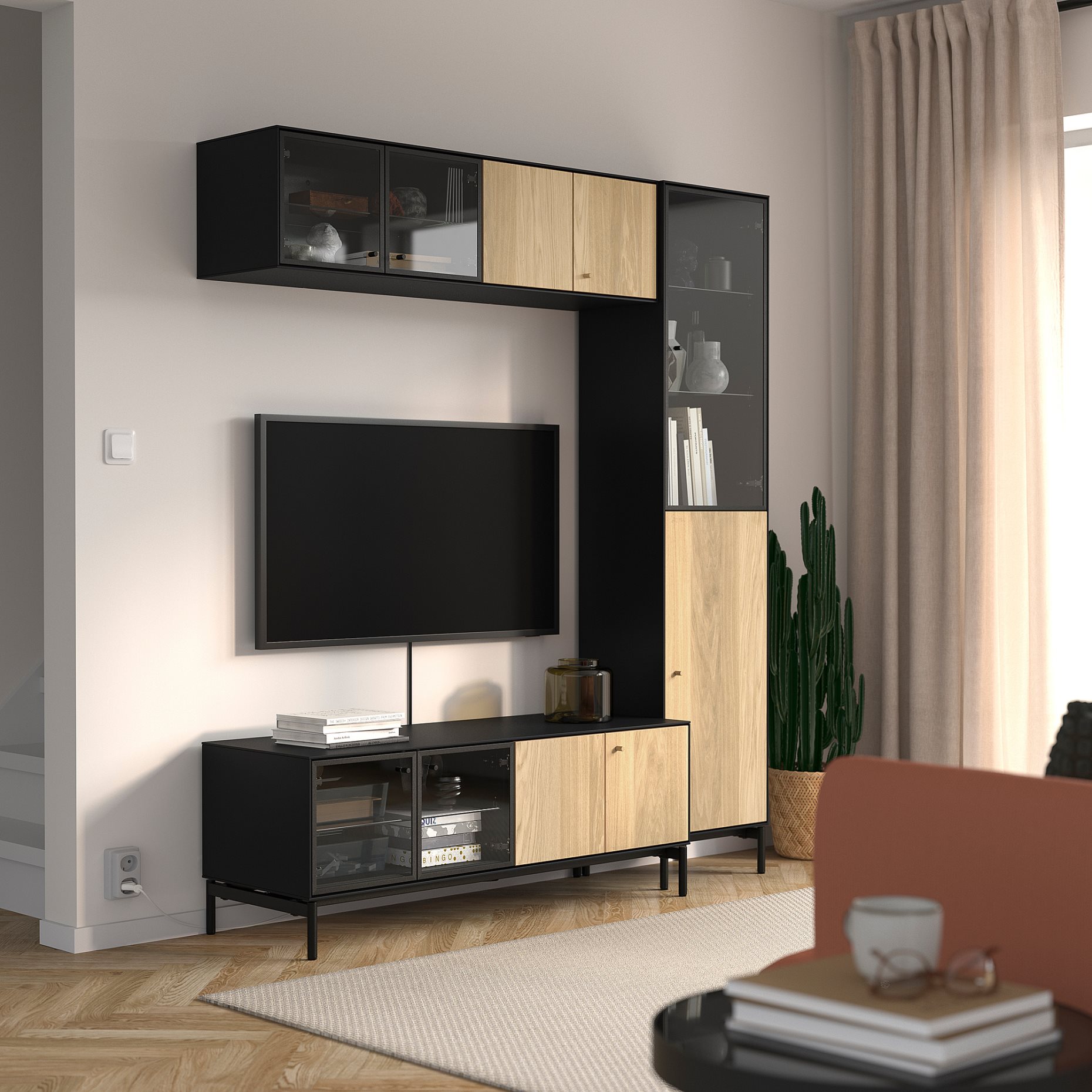 BOASTAD, σύνθεση αποθήκευσης TV, 163x42x185 cm, 595.352.22