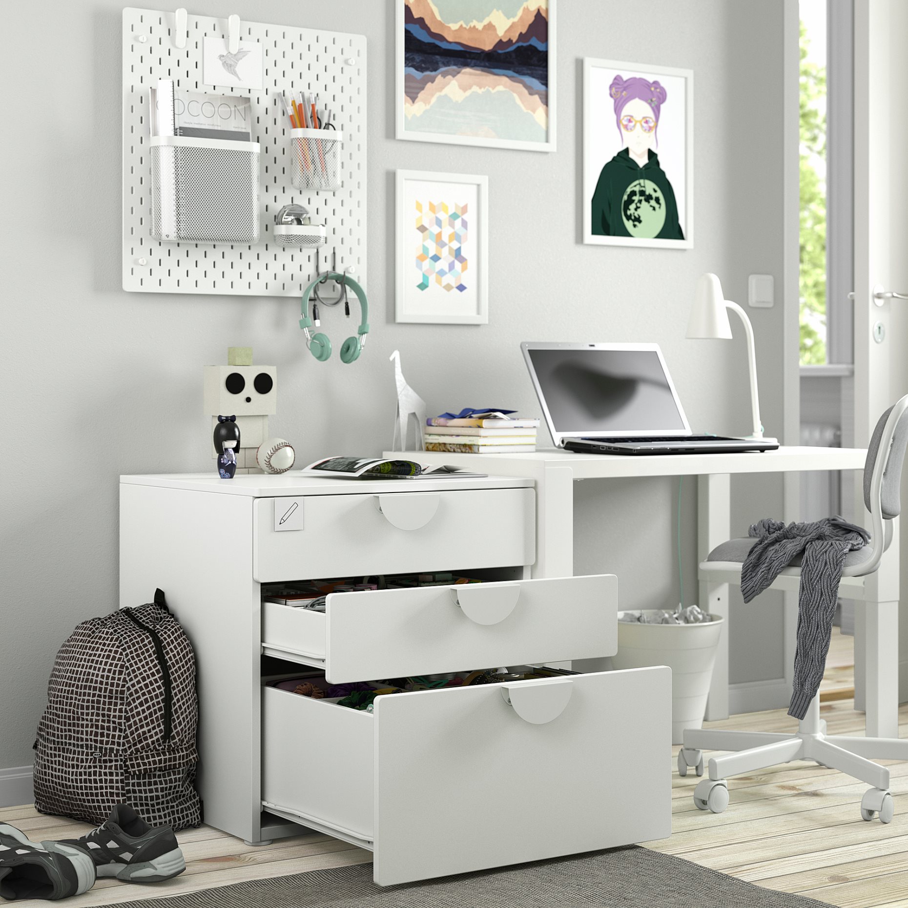 SMASTAD/PLATSA, chest of 3 drawers, 60x57x63 cm, 595.429.01