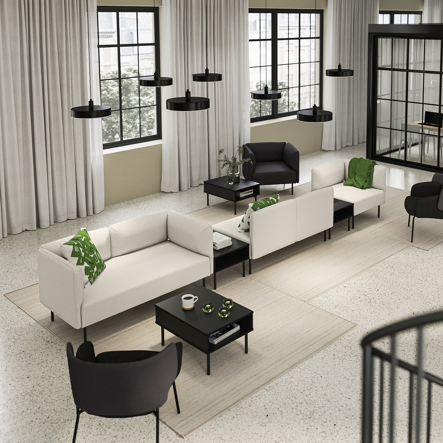 LILLEHEM, 5-seat modular sofa with side table, 595.534.66