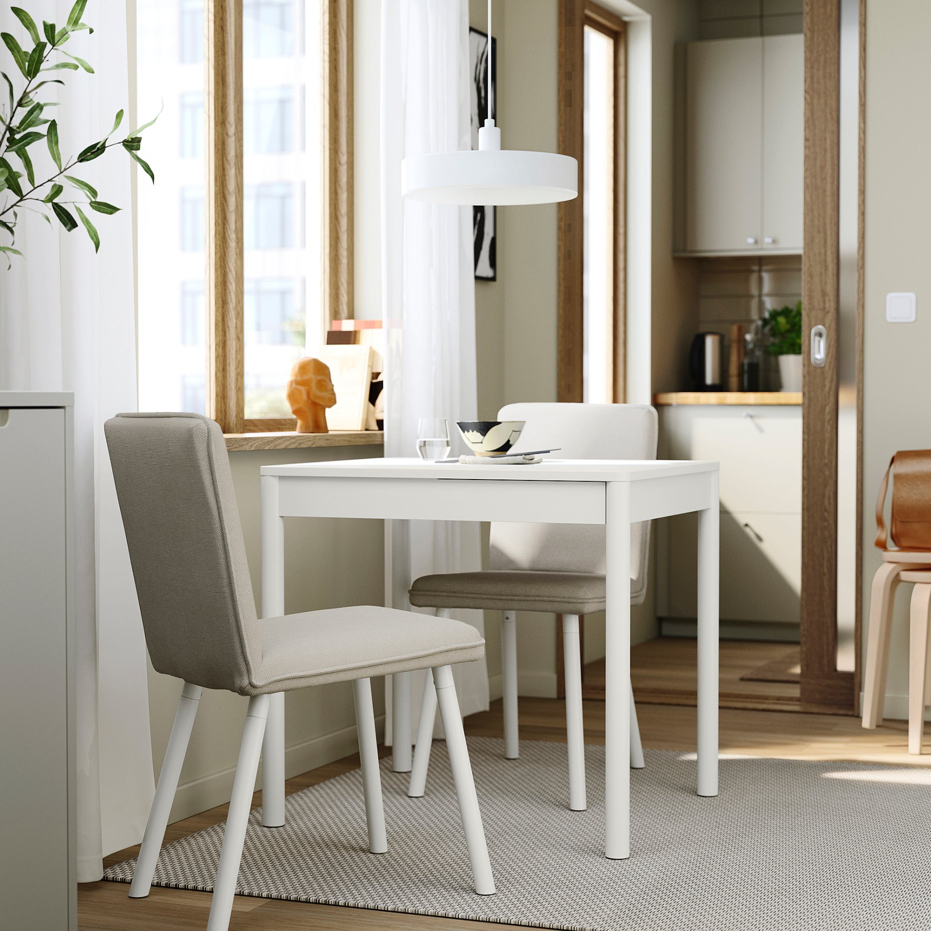 TONSTAD/TONSTAD, table and 2 chairs, 80/120x70 cm, 595.965.88