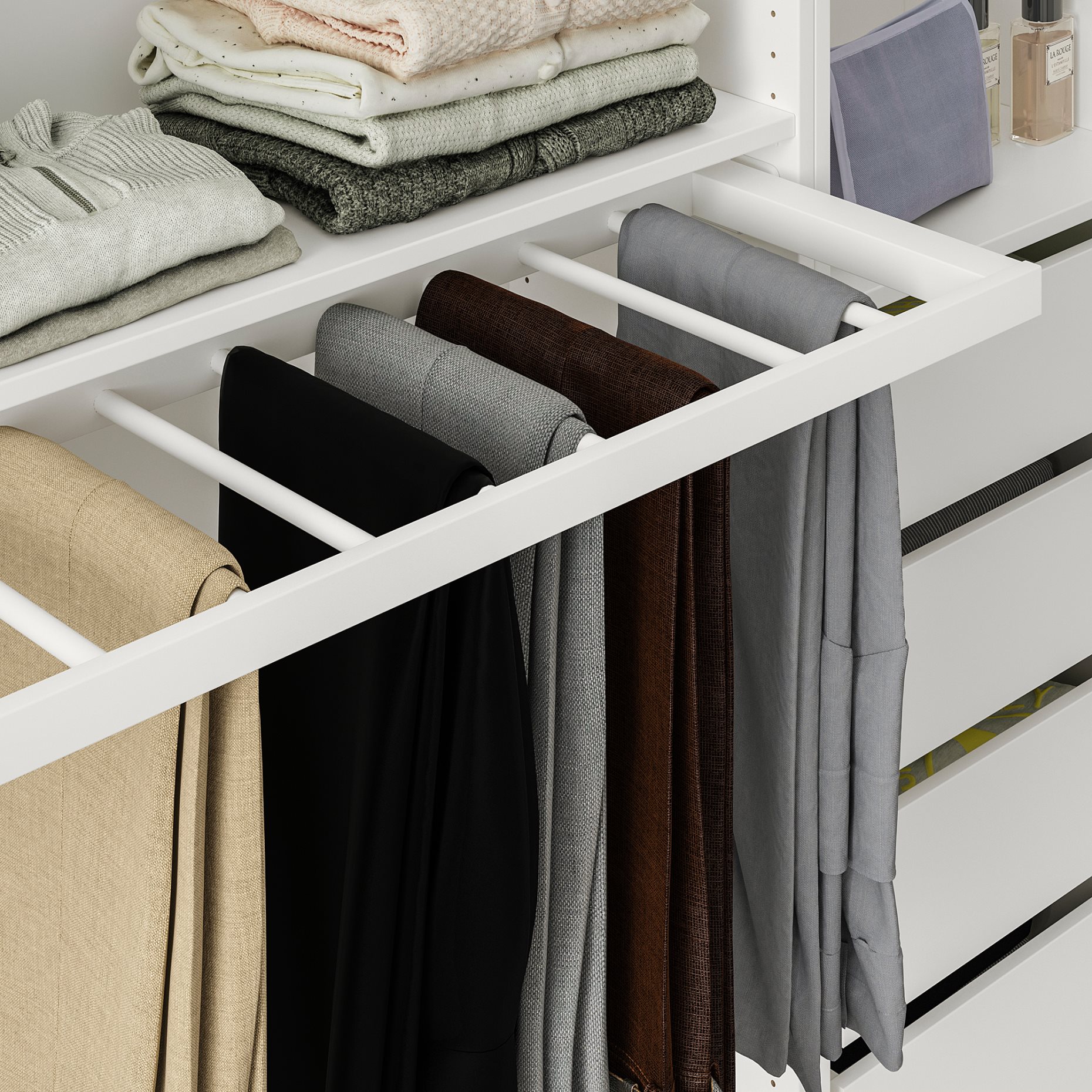 KOMPLEMENT, pull-out trouser hanger, 100x35 cm, 604.465.45
