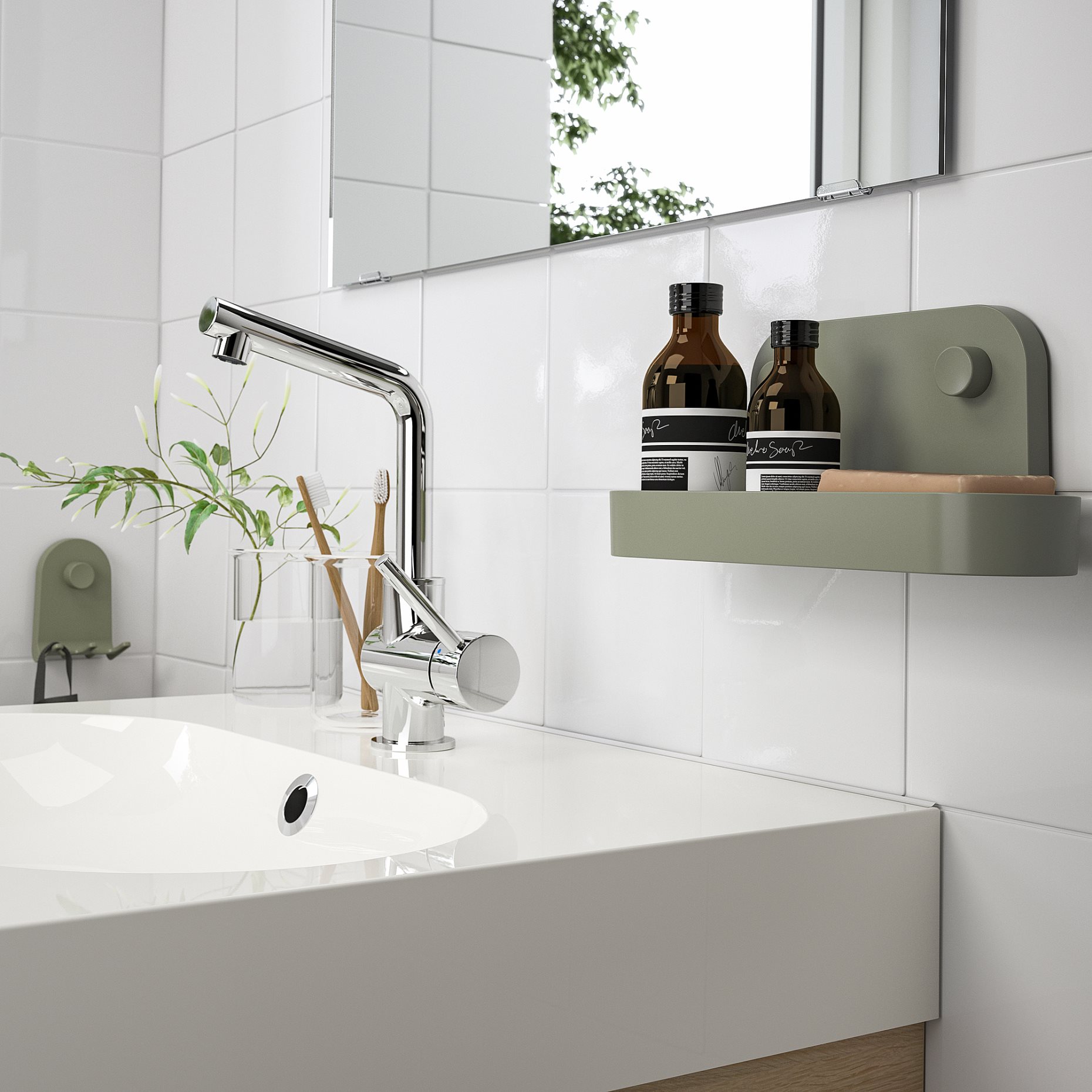 ÖBONÄS, triple hook with suction cup, 7x11 cm, 605.155.86