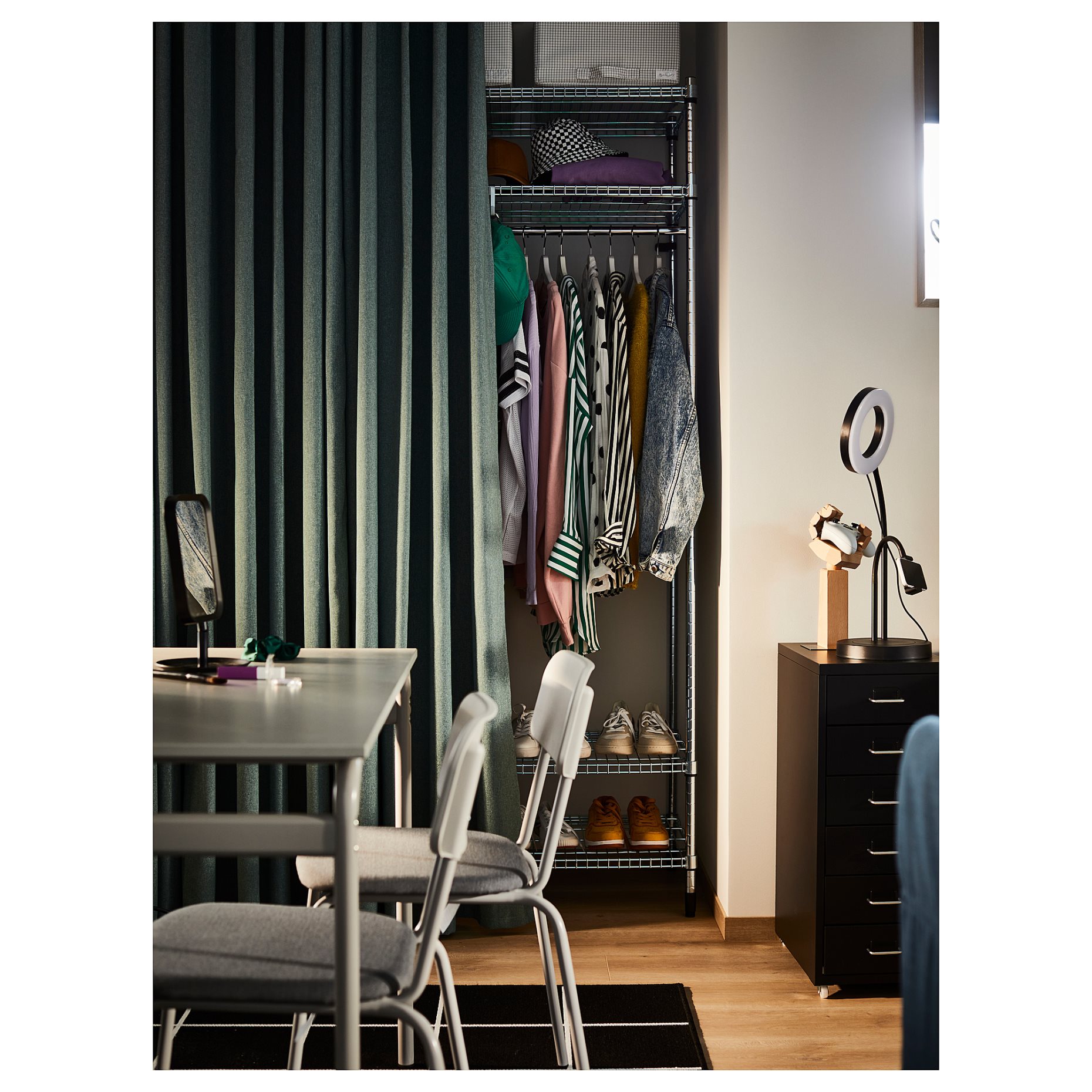 OMAR, shelving unit with clothes rail, 92x50x201 cm, 605.309.78