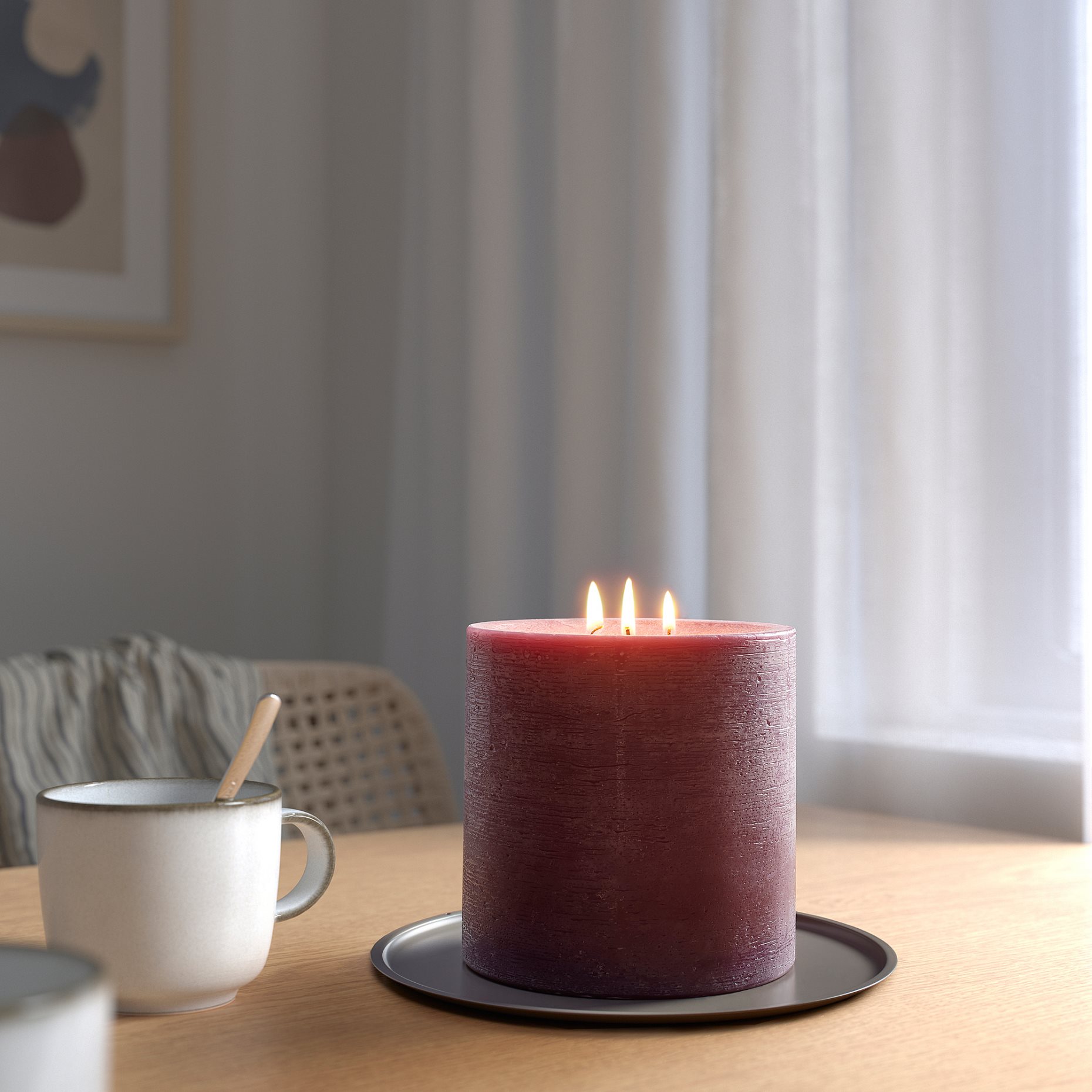 GRÄNSSKOG, unscented pillar candle with 3 wicks, 14 cm, 605.515.79