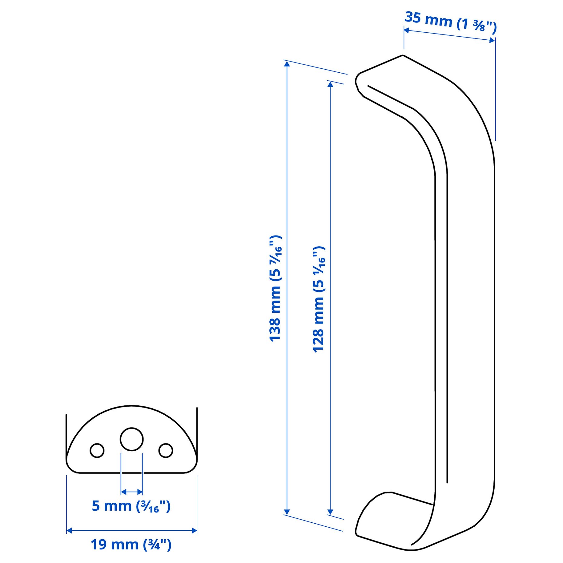 KALERUM, handle set of 2, 138 mm, 605.536.44