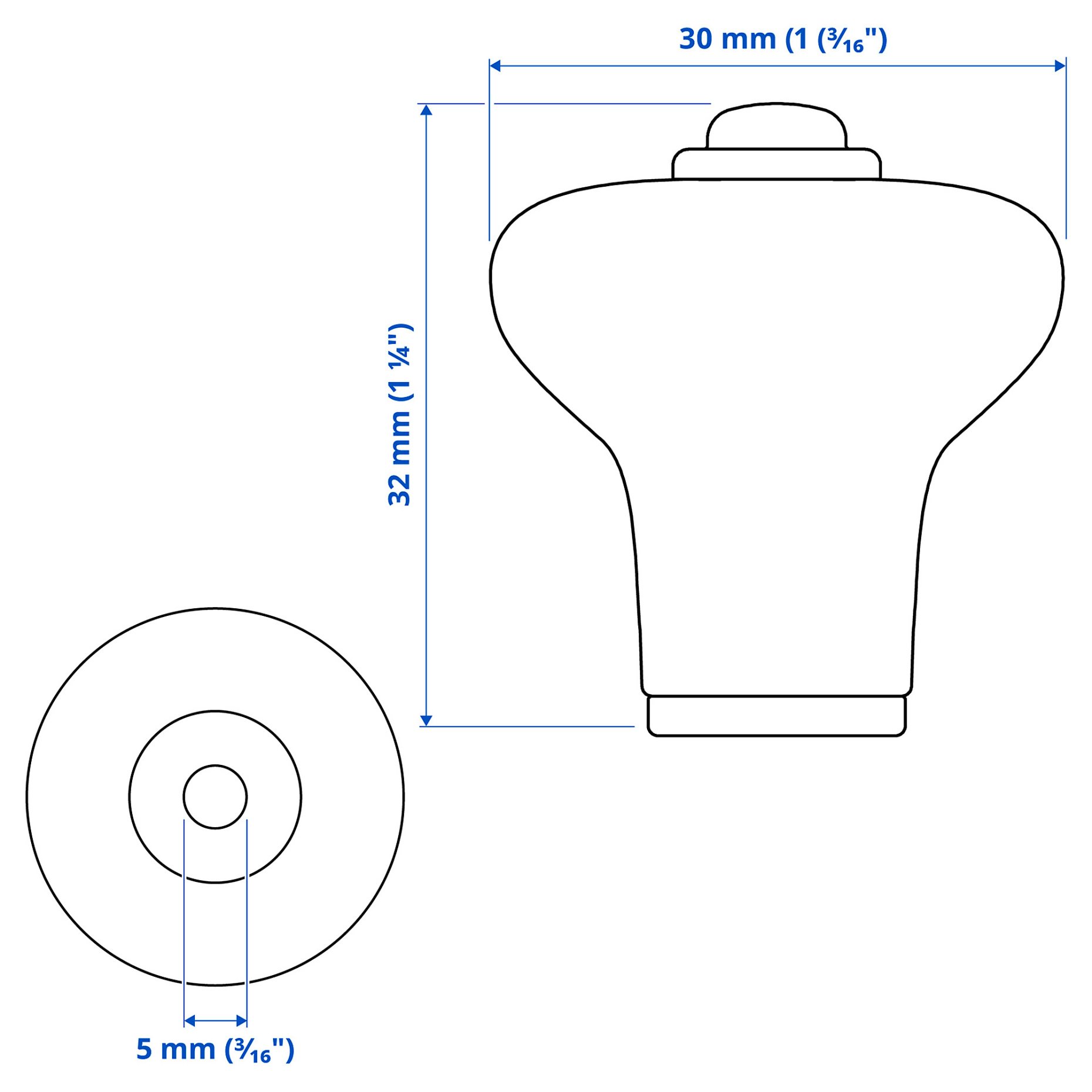 KLINGSTORP, knob set of 2, 30 mm, 605.536.82