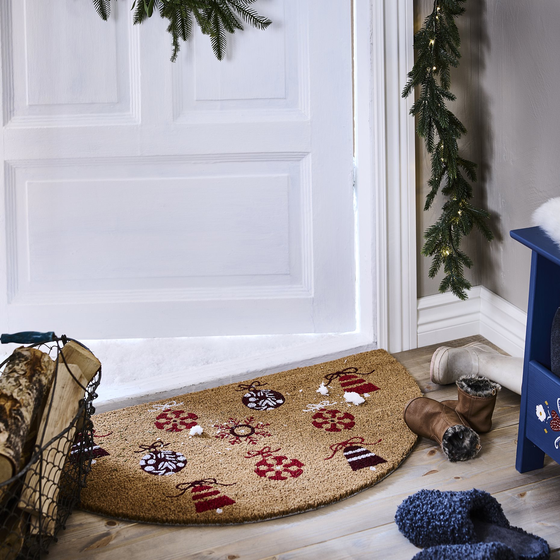VINTERFINT, door mat/half-moon christmas motifs, 50x90 cm, 605.815.76