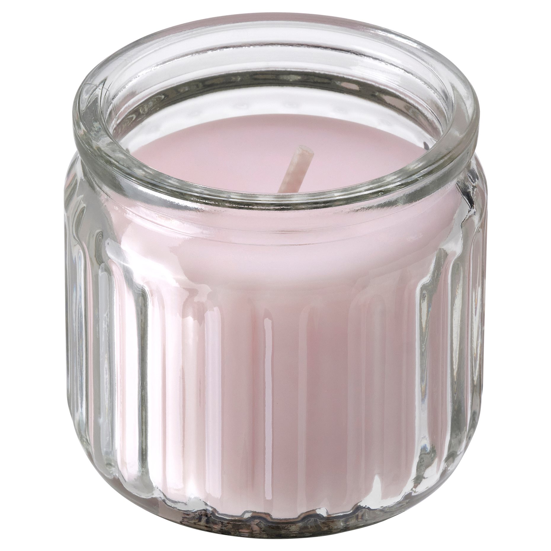 HÖKGÖK, scented candle in glass/pink flowers , 12 hr, 606.087.31
