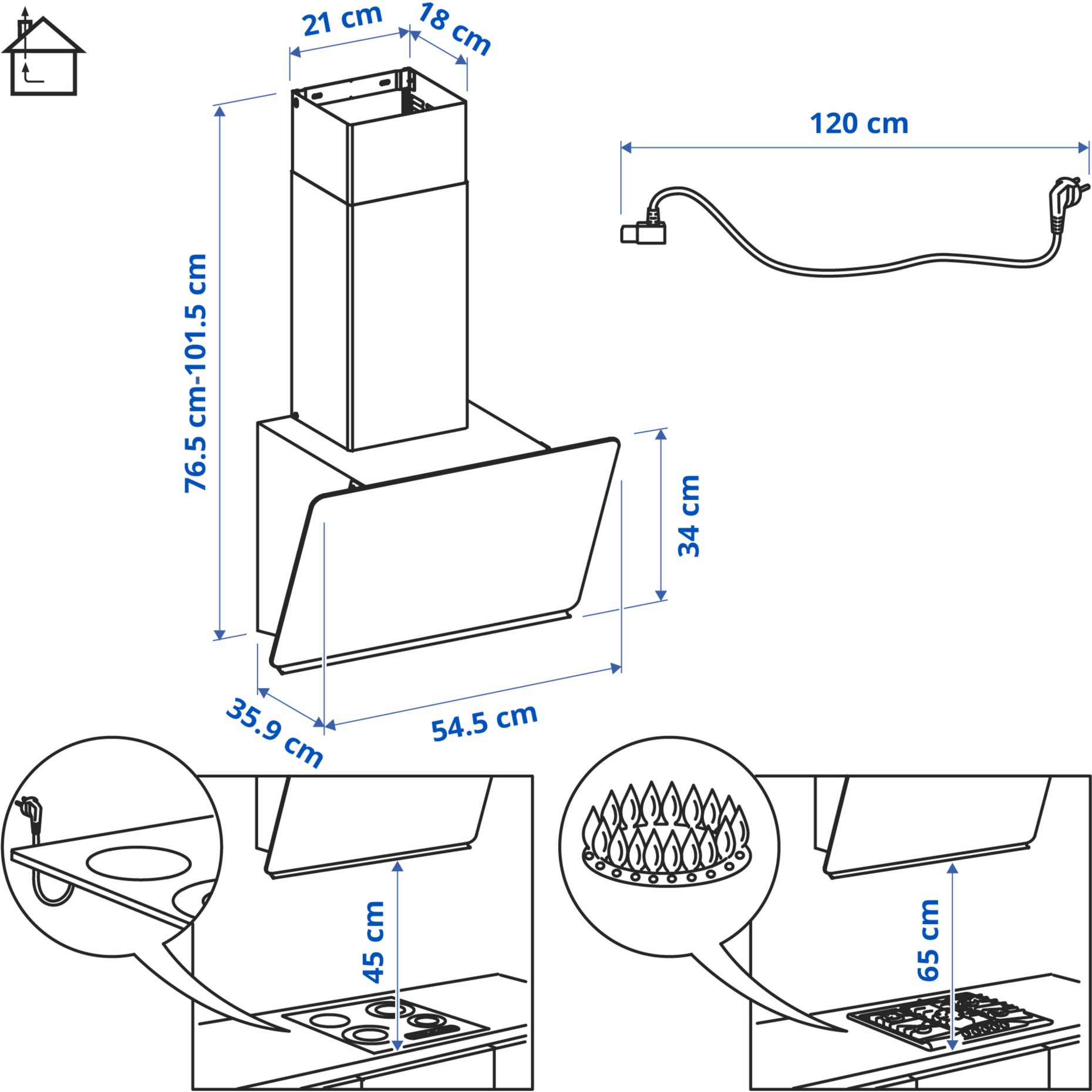 STACKBO, απορροφητήρας τοίχου/IKEA 300, 55 cm, 606.125.49