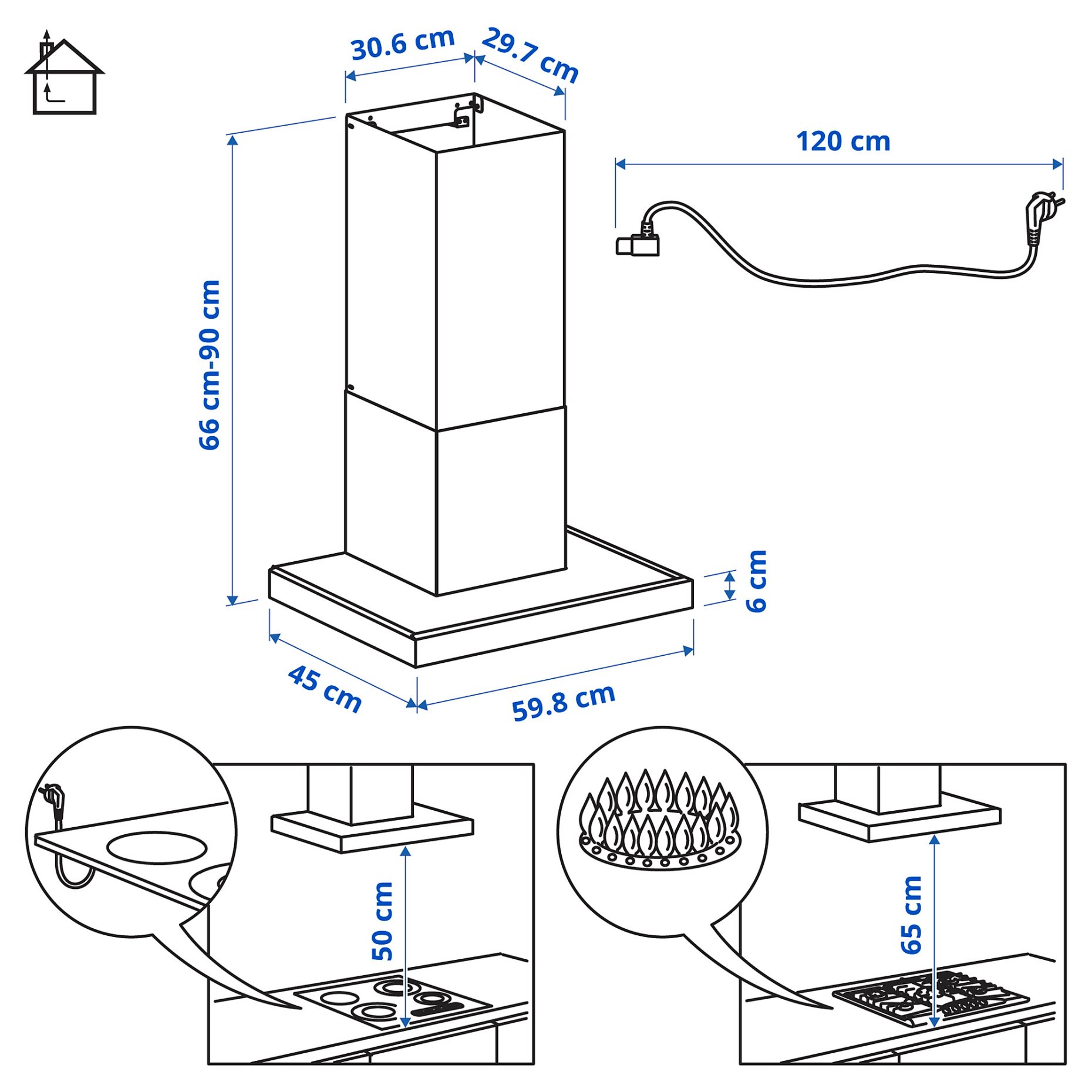 RULLBO, απορροφητήρας τοίχου/IKEA 300, 60 cm, 606.176.22