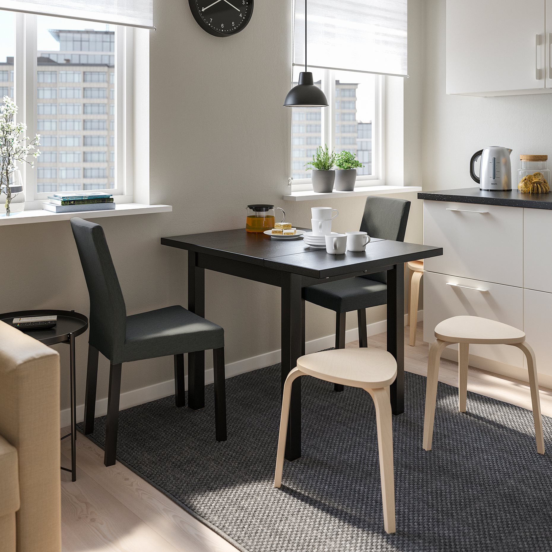 NORDVIKEN/KATTIL, τραπέζι και 2 καρέκλες, 74/104x74 cm, 694.288.58