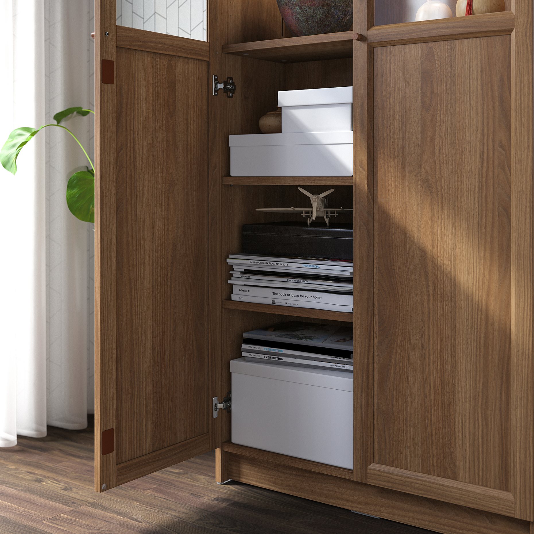 BILLY/OXBERG, bookcase with panel/glass doors, 80x30x202 cm, 694.833.26