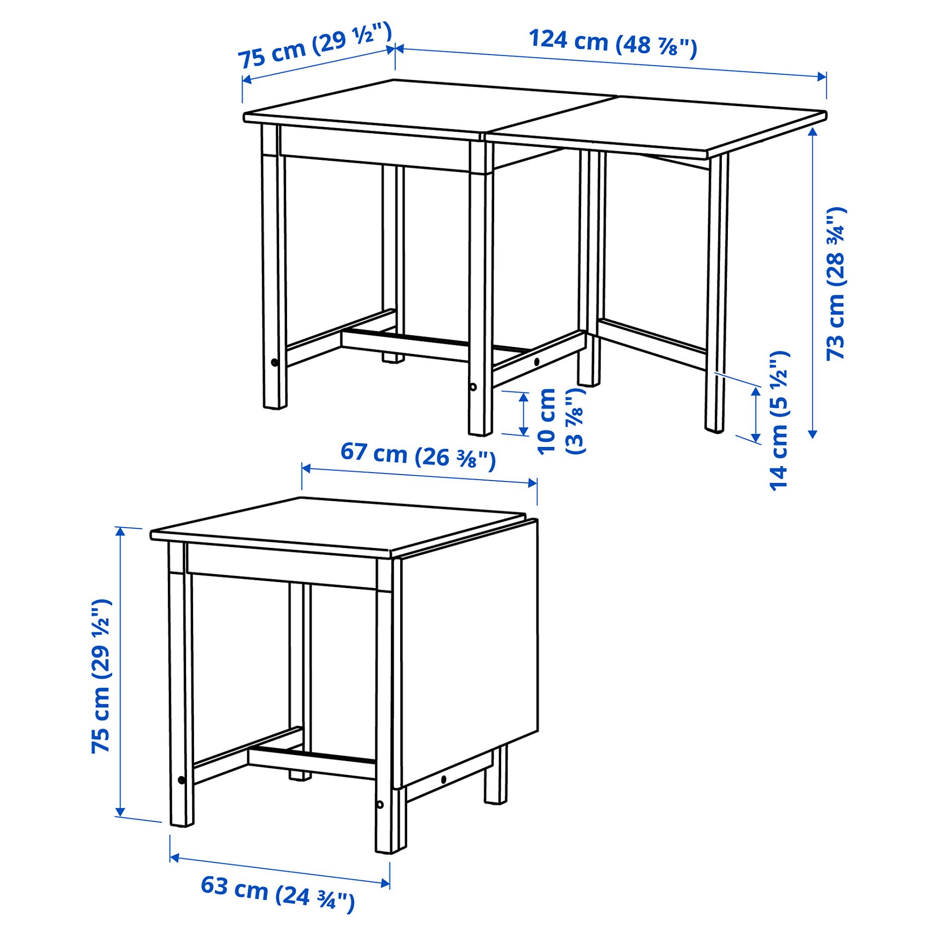 PINNTORP/PINNT, table and 2 chairs, 67/124 cm, 694.844.44