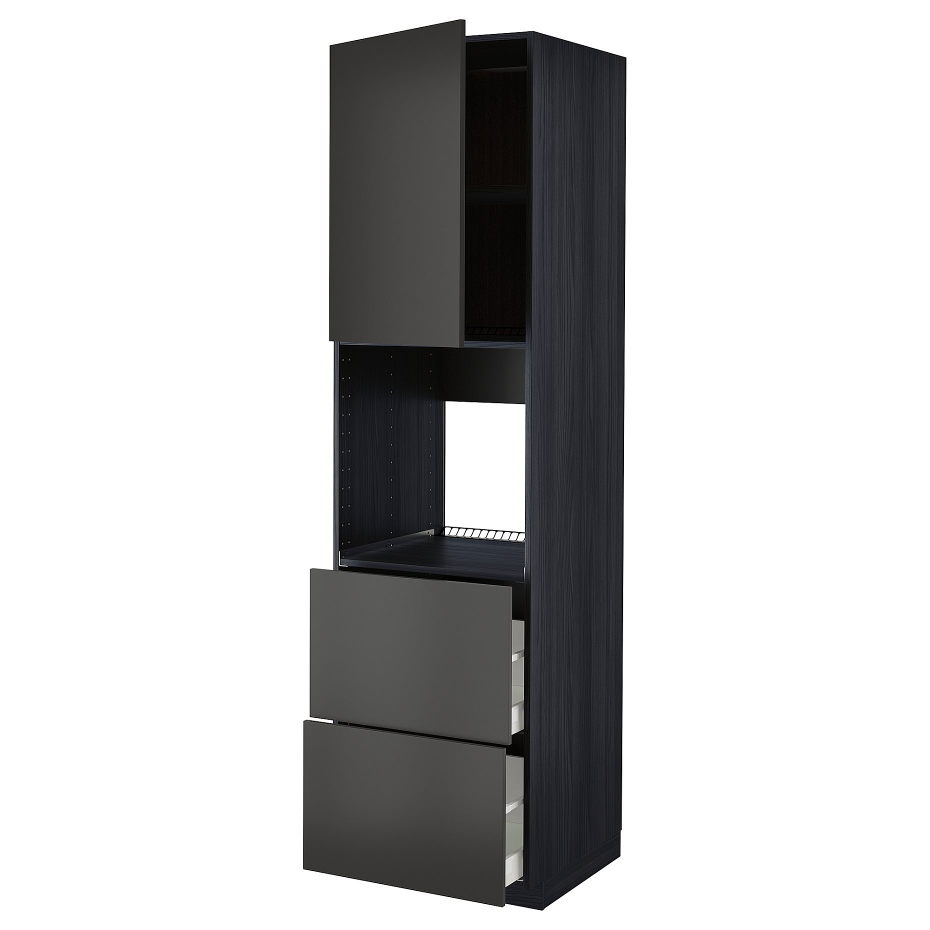METOD/MAXIMERA, high cabinet for oven with door/2 fronts/2 high drawers, 60x60x220 cm, 694.976.63