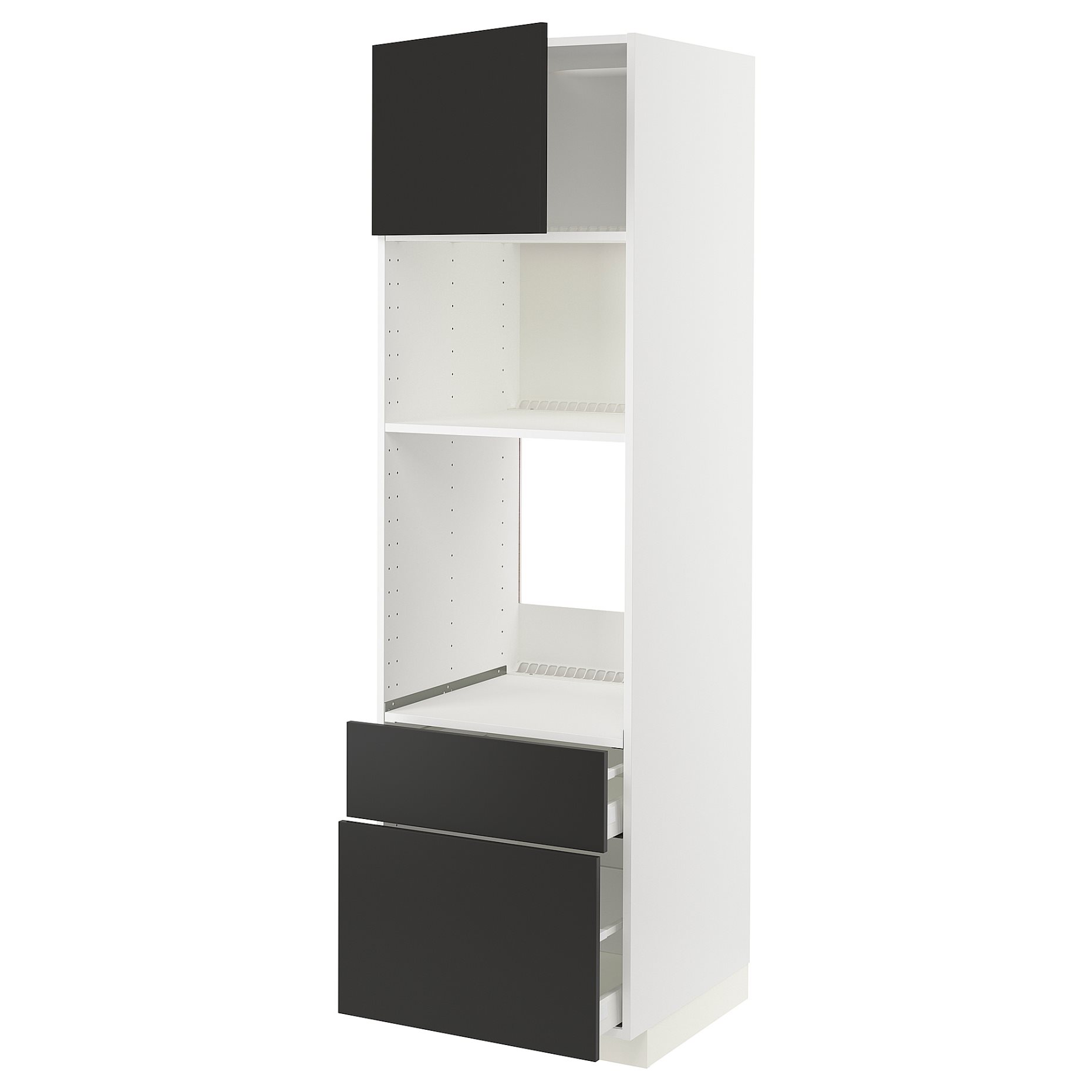 METOD, high cabinet for oven/microwave with door/2 drawers, 60x60x200 cm, 694.990.68