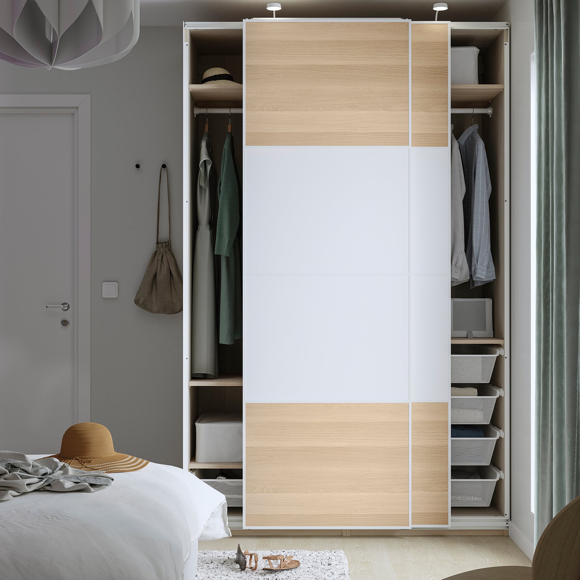 PAX/MEHAMN, ντουλάπα με συρόμενες πόρτες, 150x66x236 cm, 695.028.91