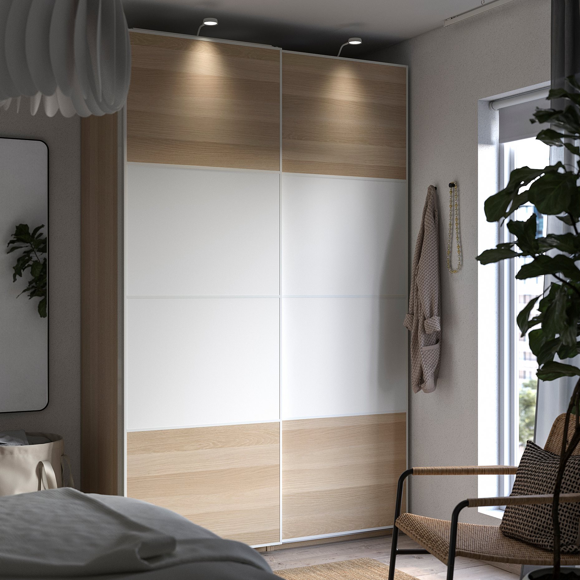 PAX/MEHAMN, ντουλάπα με συρόμενες πόρτες, 150x66x236 cm, 695.028.91