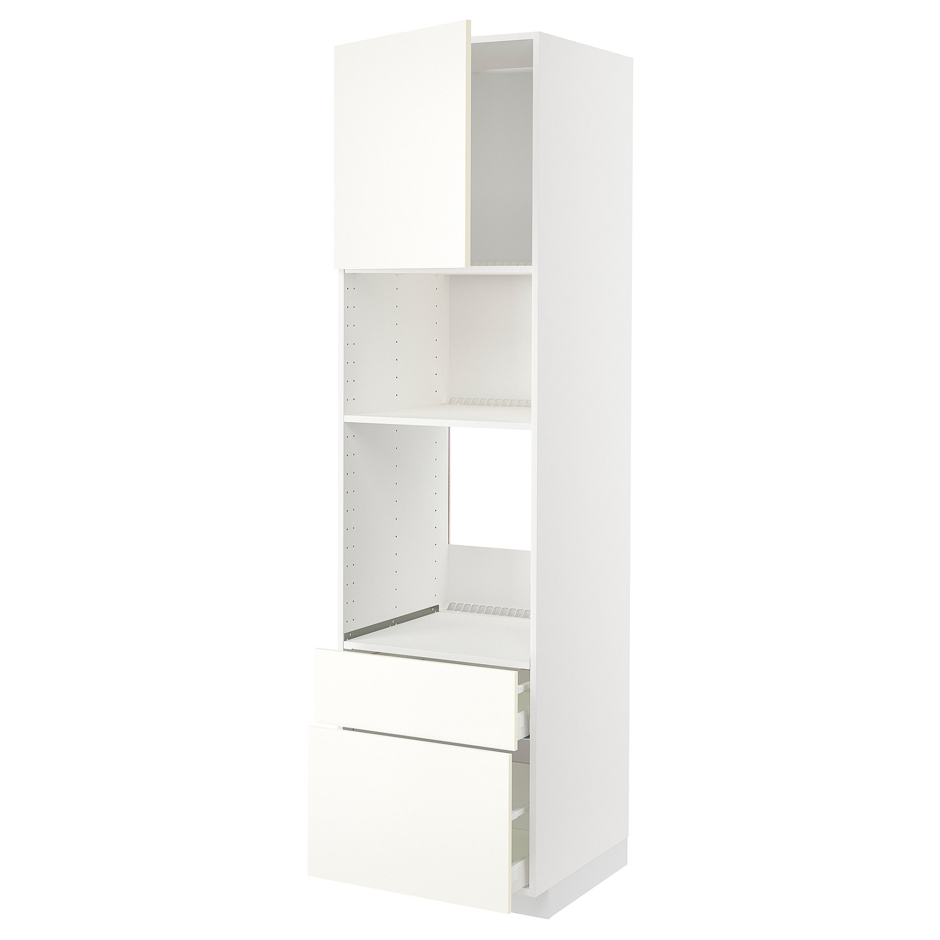 METOD, high cabinet for oven/microwave with door/2 drawers, 60x60x220 cm, 695.070.54