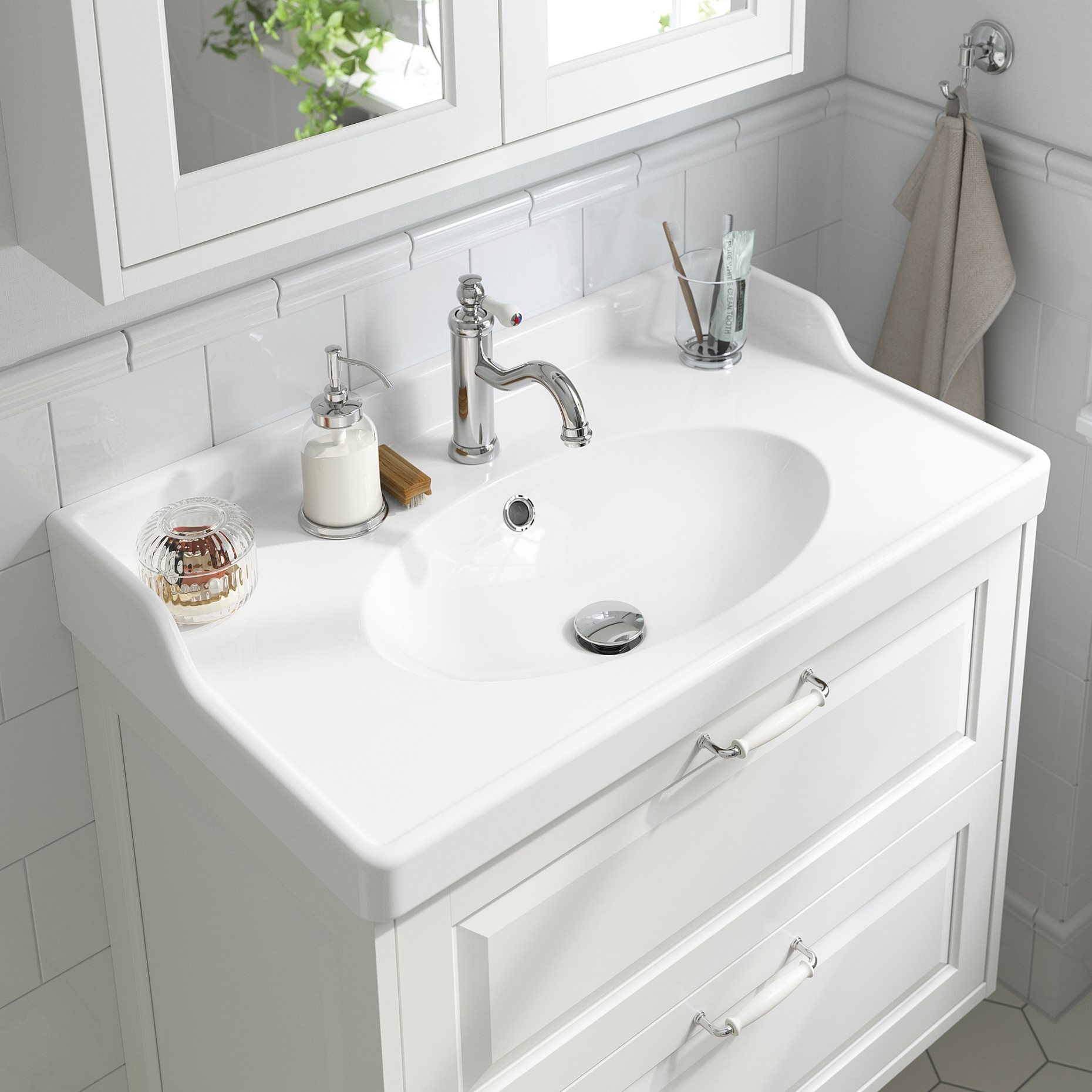 RUTSJON, wash-basin with water trap, 82x49 cm, 695.167.65