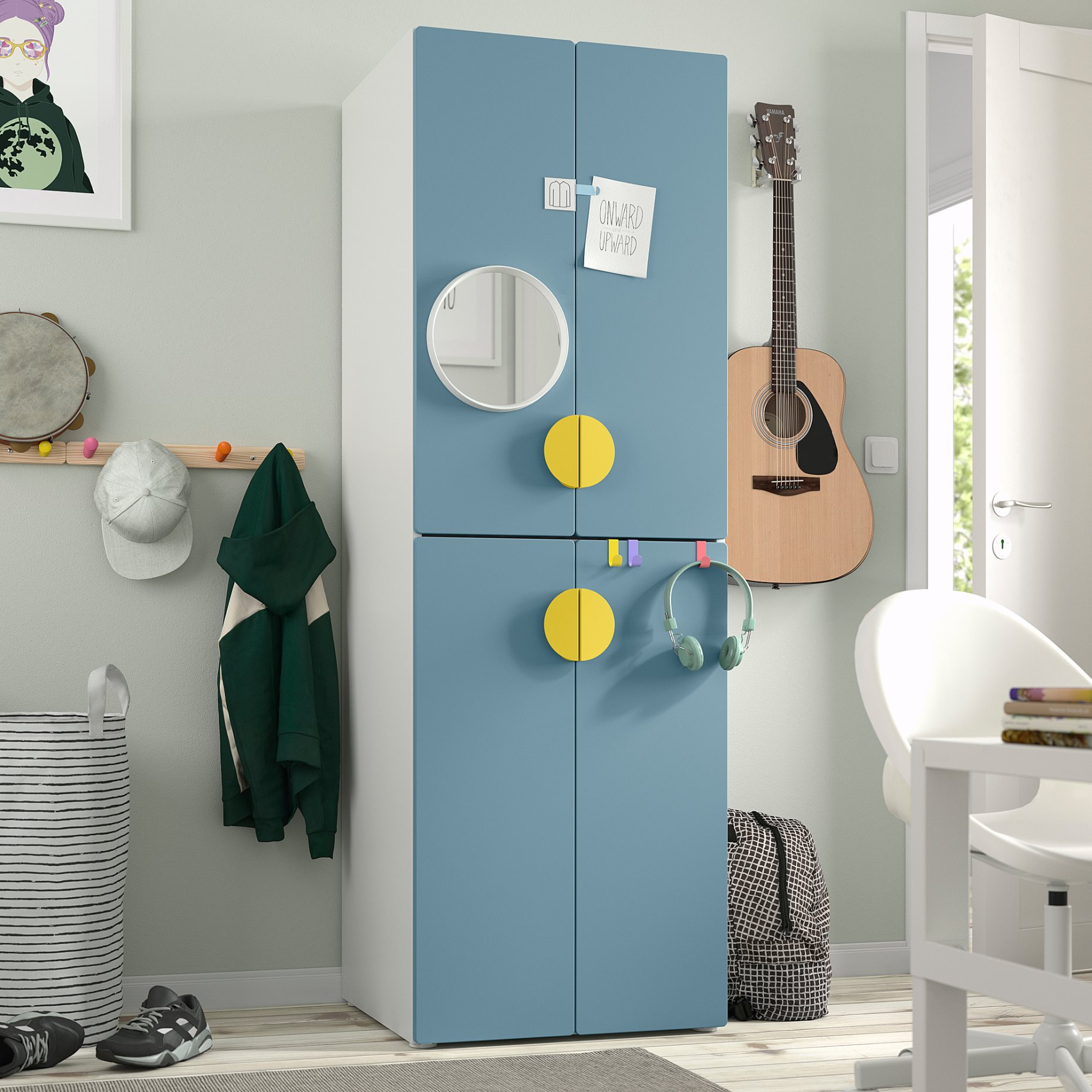 SMASTAD/PLATSA, wardrobe with 2 clothes rails, 60x57x181 cm, 695.465.31