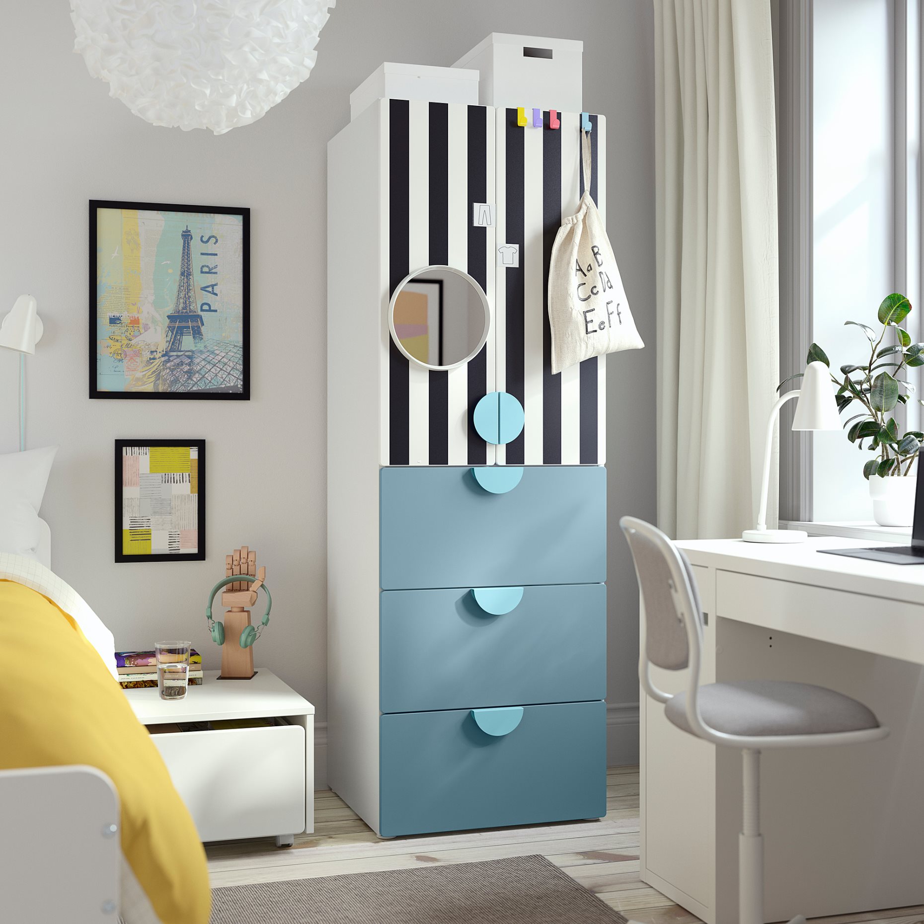 SMASTAD/PLATSA, wardrobe with 3 drawers, 60x57x181 cm, 695.499.16