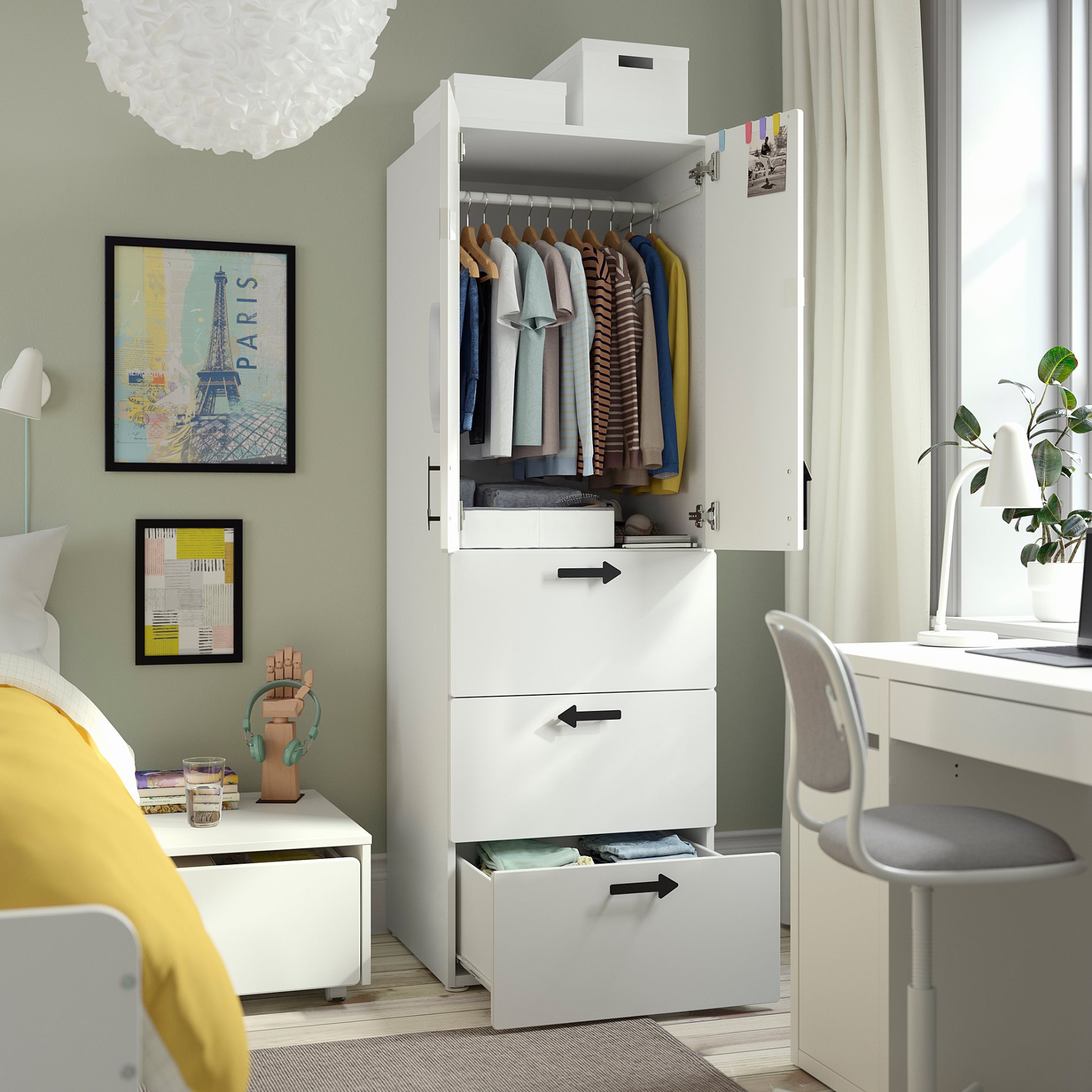 SMASTAD/PLATSA, wardrobe with 3 drawers, 60x57x181 cm, 695.499.16