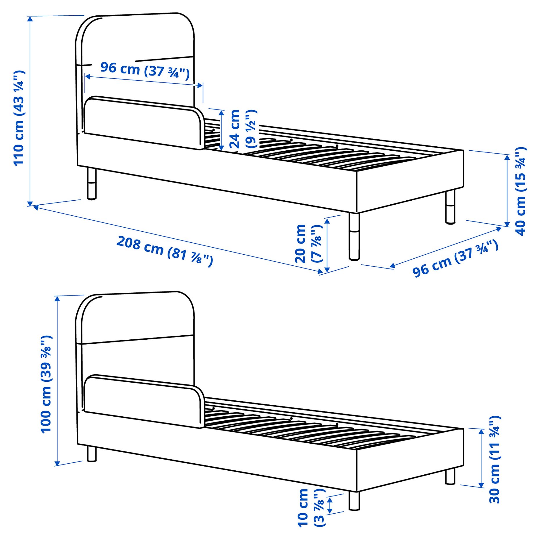 upholstered bed frame, 90x200 cm, 696.284.33