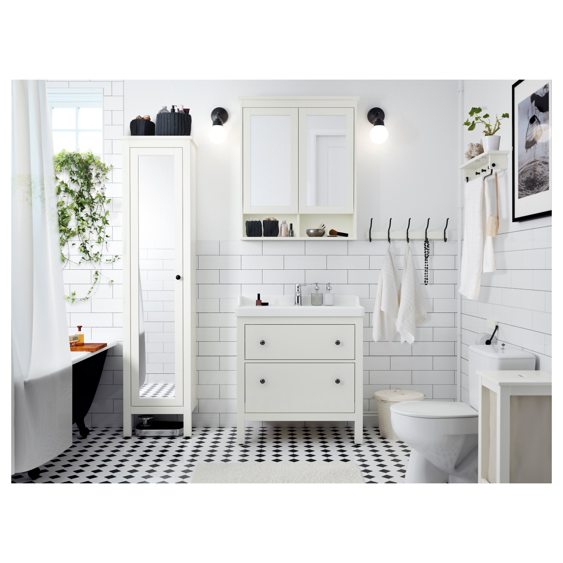 HEMNES, high cabinet with mirror door, 702.176.85