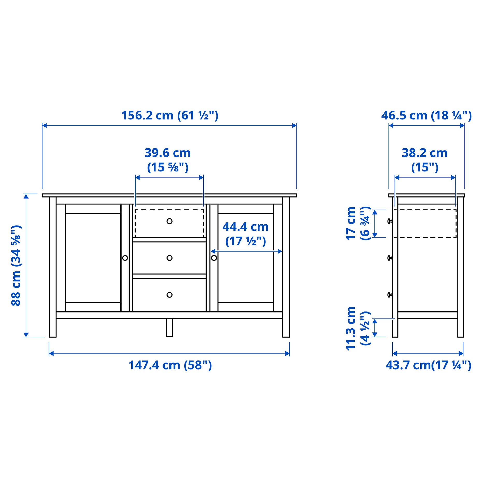 HEMNES, μπουφές, 157x88 cm, 704.762.59