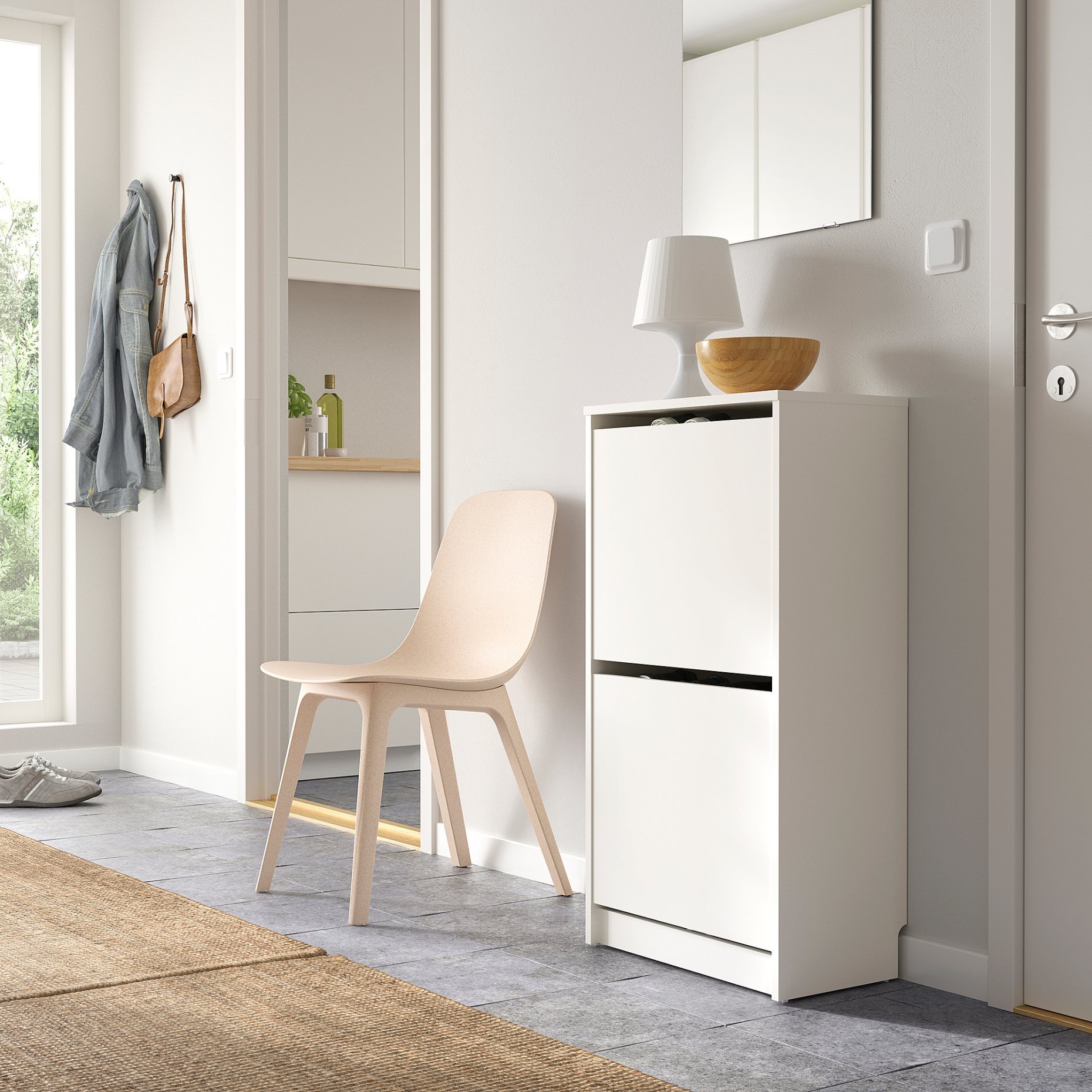 BISSA, shoe cabinet with 2 compartments, 49x28x93 cm, 705.302.56