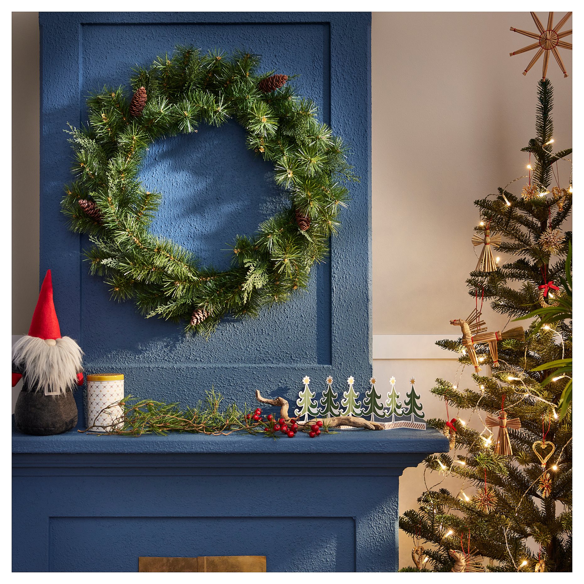 VINTERFINT, στεφάνι/εσωτερικού/εξωτερικού χώρου/κουκουνάρι, 60 cm, 705.621.34