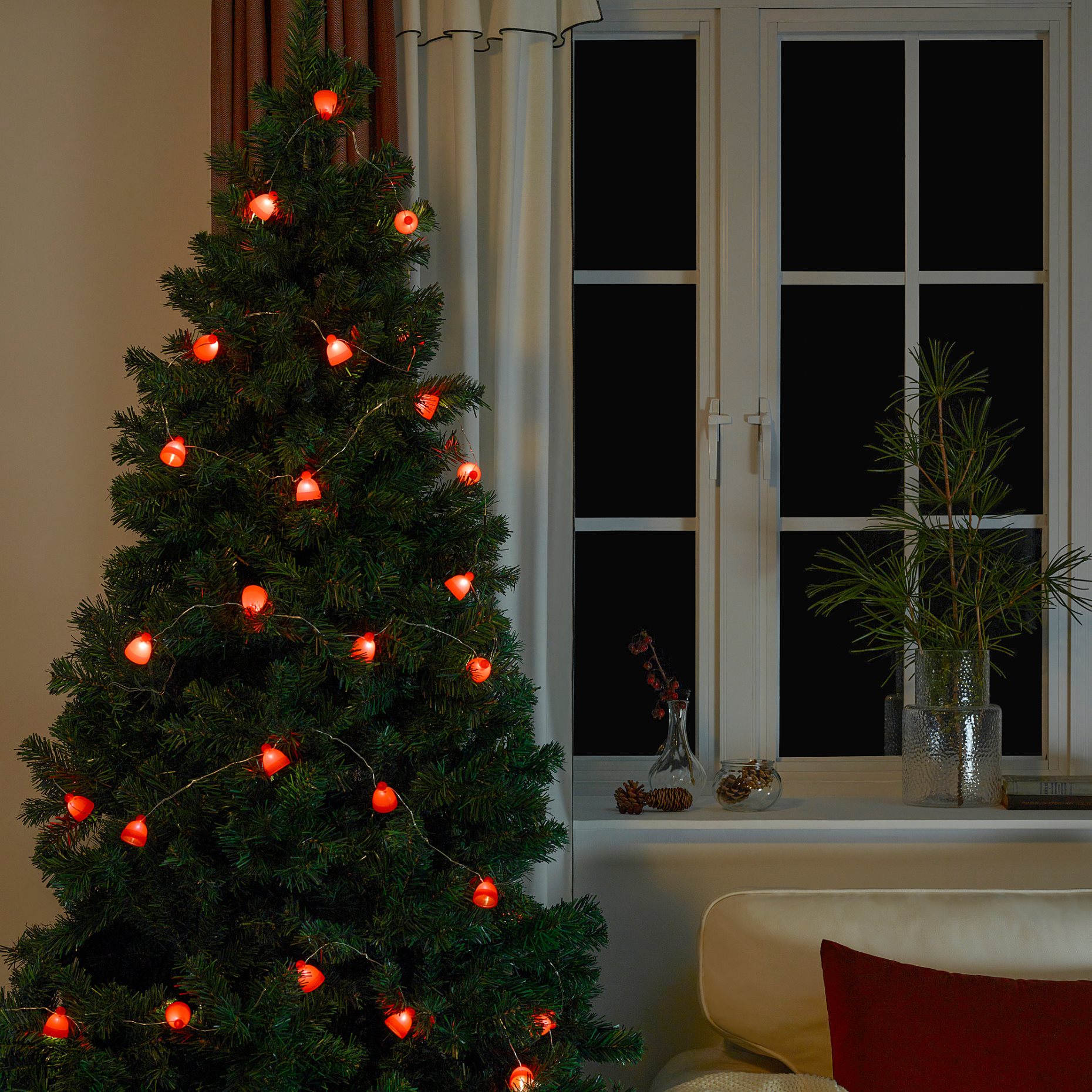 STRÅLA, γιρλάντα φωτισμού με ενσωματωμένο φωτισμό LED/15 λαμπτήρες/σκούφος/λειτουργία με μπαταρία, 705.627.04