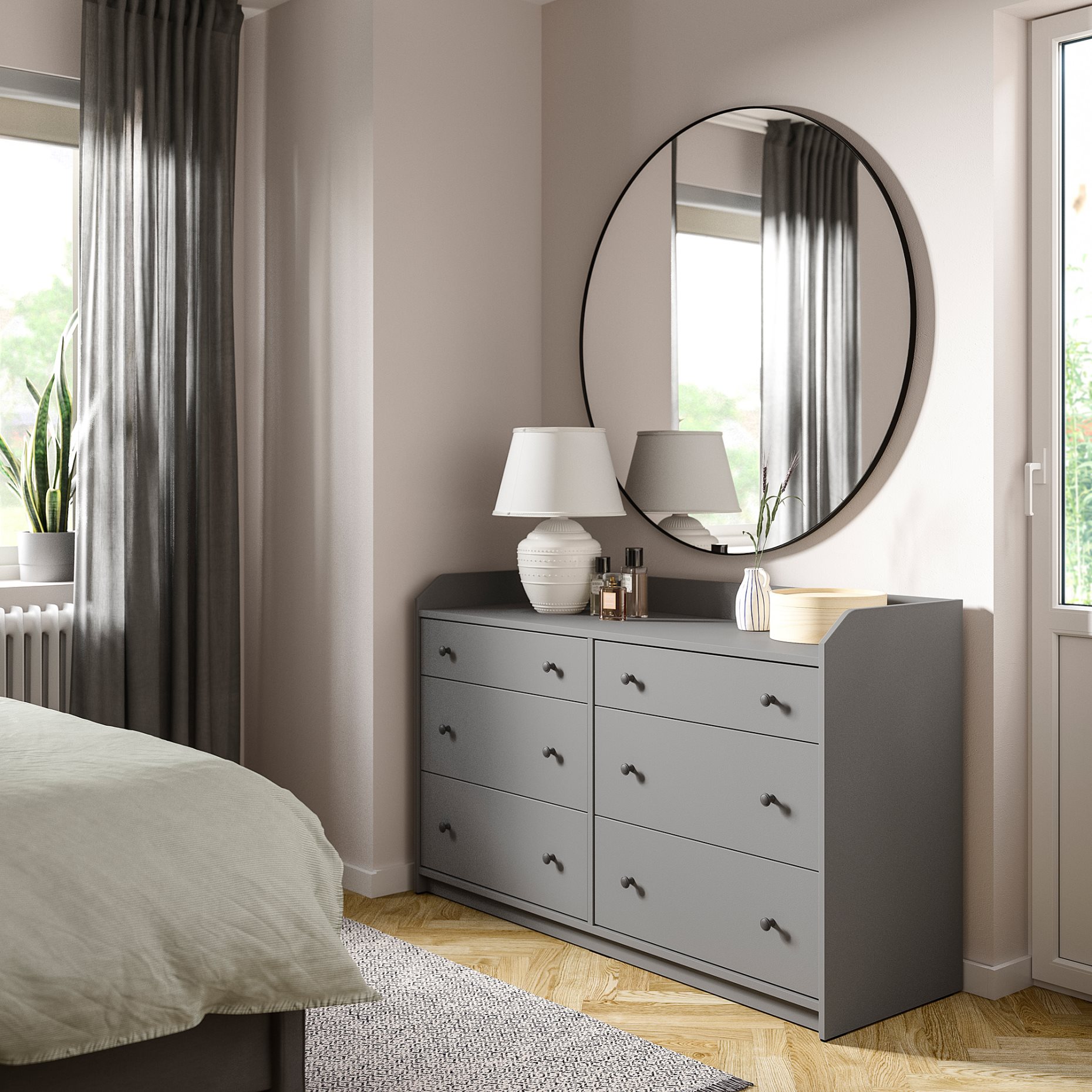 HAUGA, chest of 6 drawers, 138x46x84 cm, 705.815.33