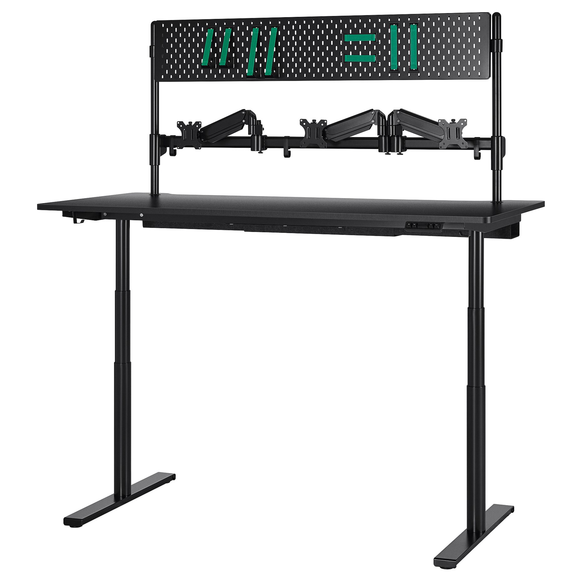 MÅLOMRÅDE, electric gaming desk sit/stand with monitor arms, 180x80 cm, 705.858.09