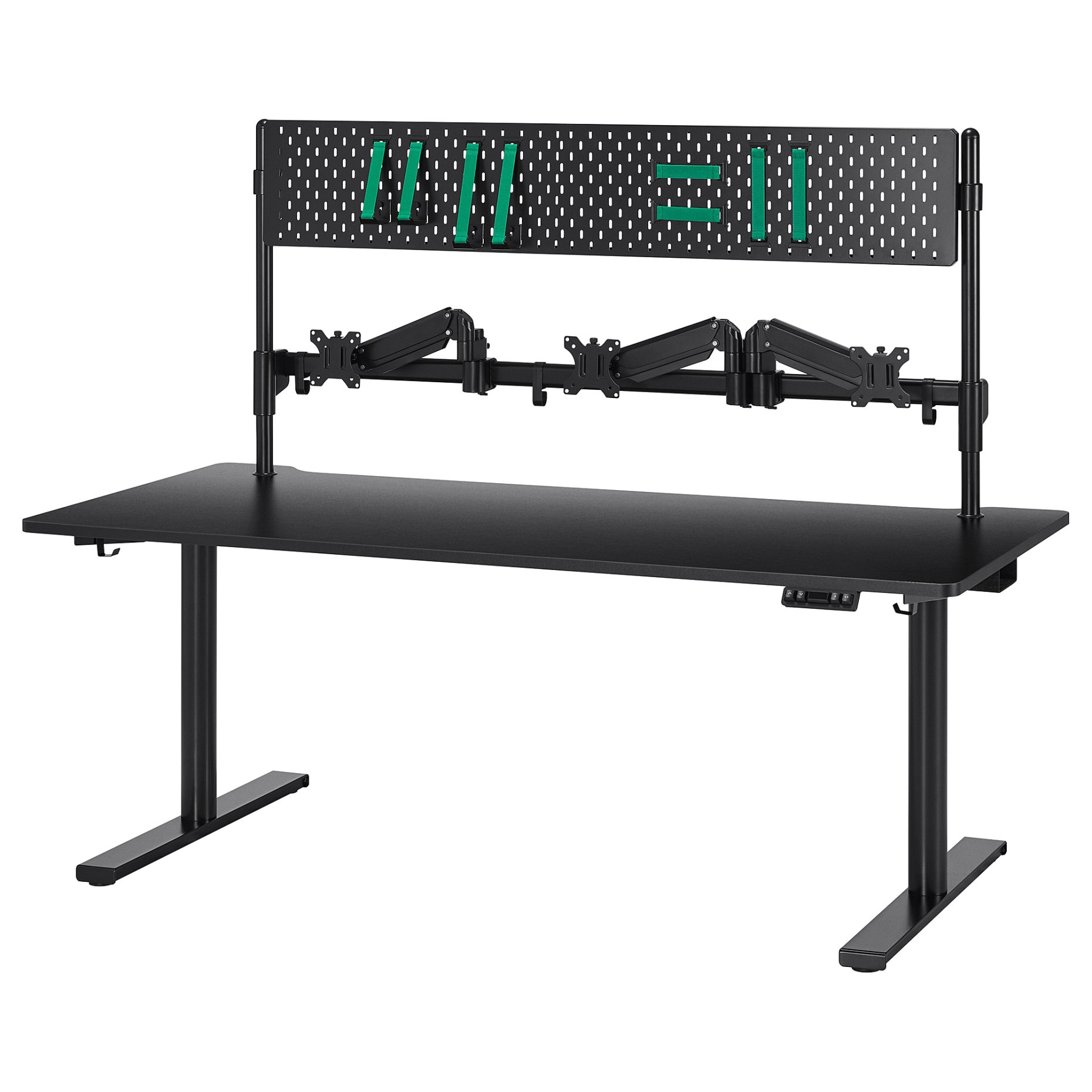 MÅLOMRÅDE, electric gaming desk sit/stand with monitor arms, 180x80 cm, 705.858.09