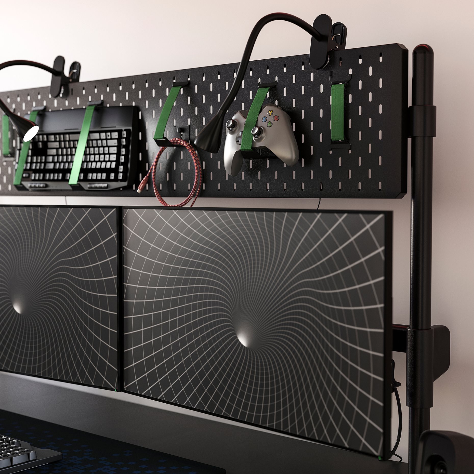 MÅLOMRÅDE, electric gaming desk sit/stand with monitor arms, 180x80 cm, 705.858.09