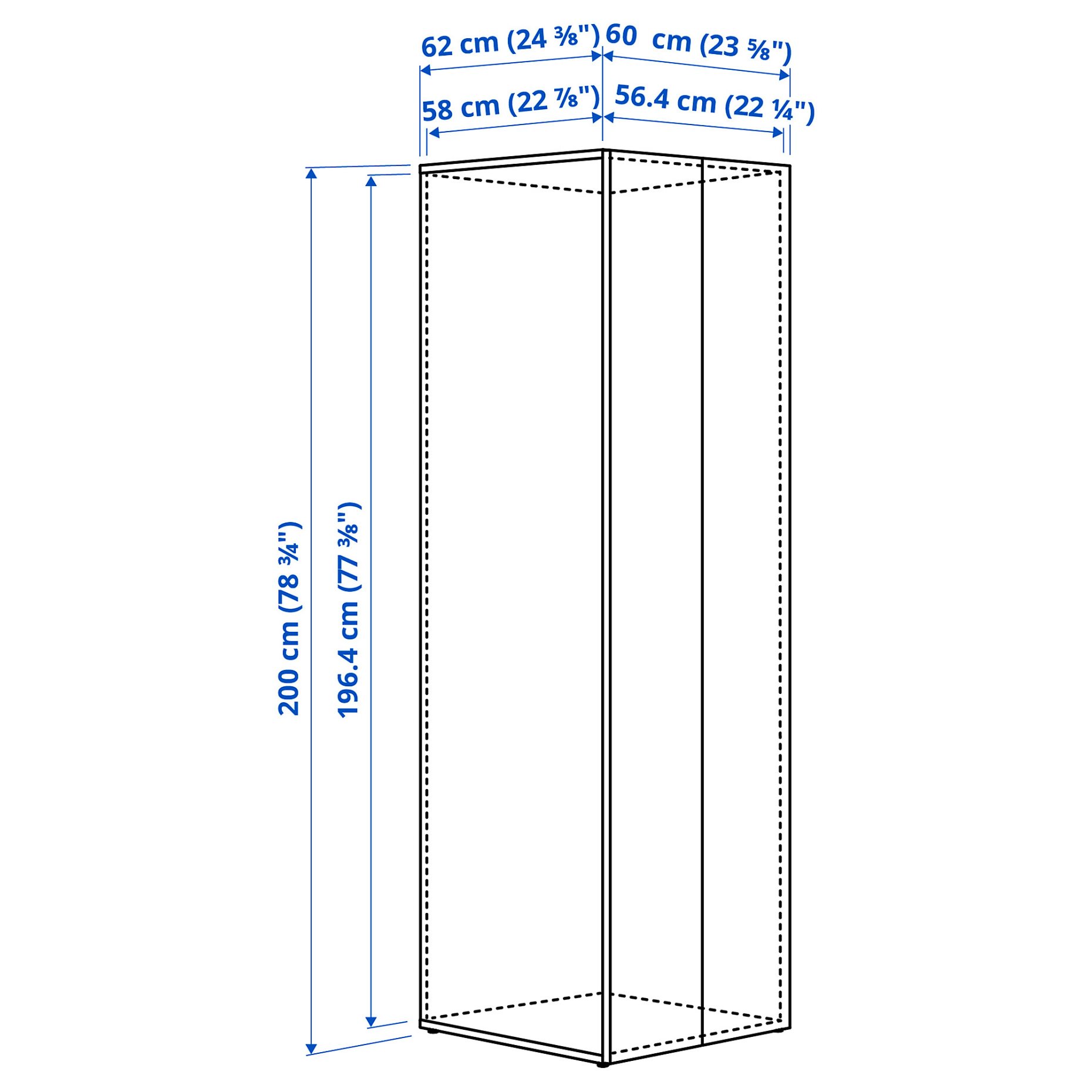 σκελετός με πόρτες, 60x62x200 cm, 705.964.69