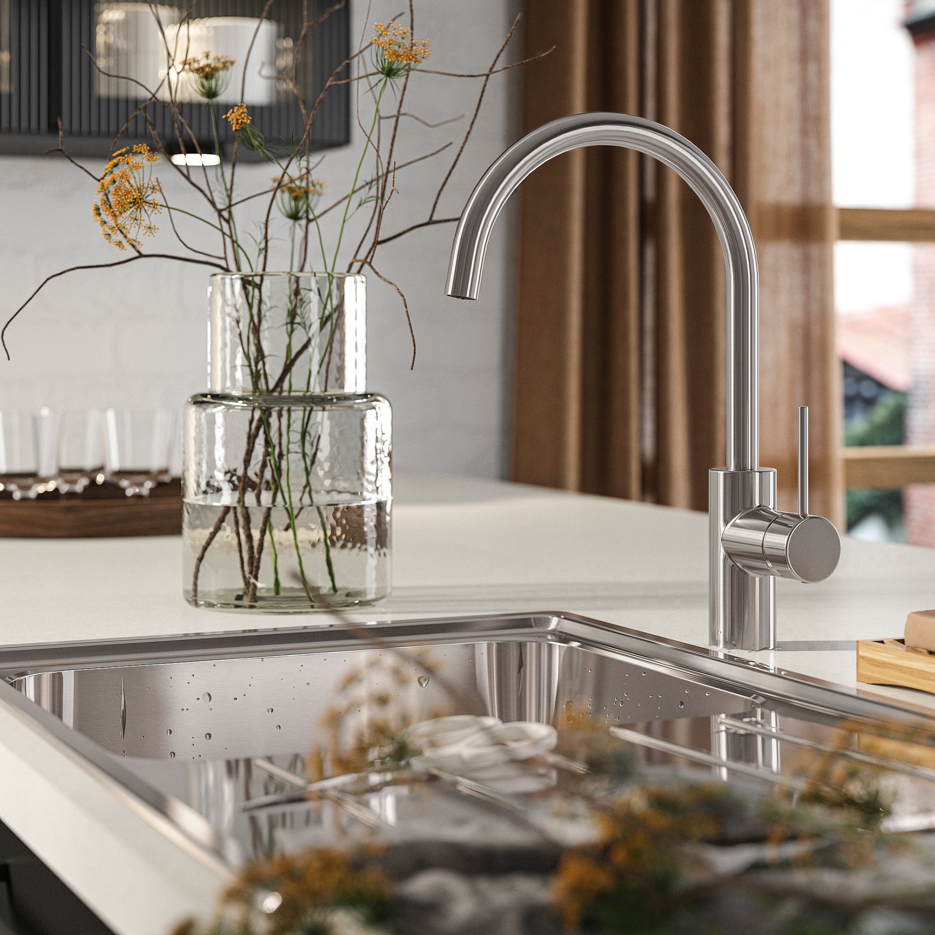 SALLSJÖN, kitchen mixer tap single side lever, 706.009.04