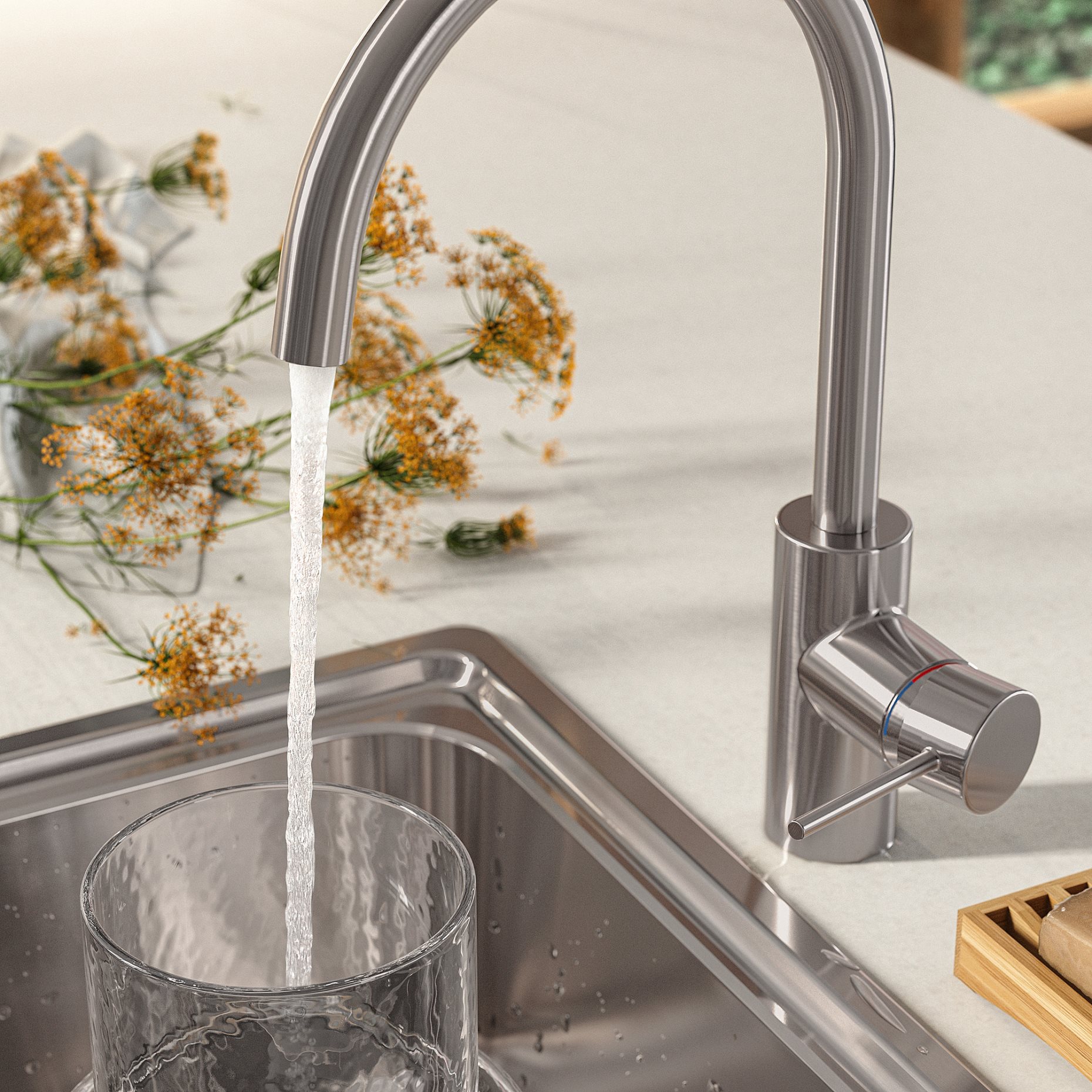 SALLSJÖN, kitchen mixer tap single side lever, 706.009.04