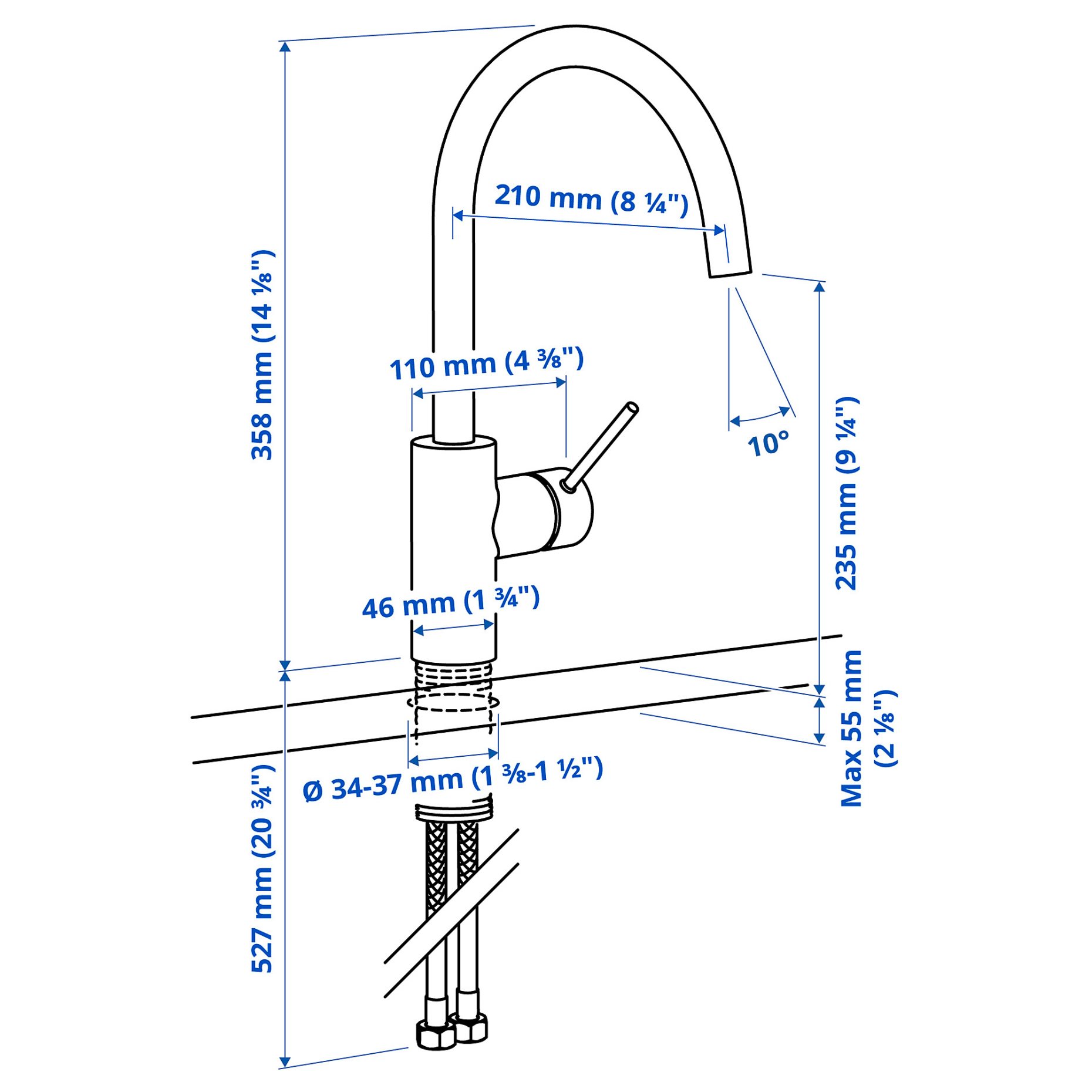SALLSJÖN, kitchen mixer tap single side lever, 706.009.04