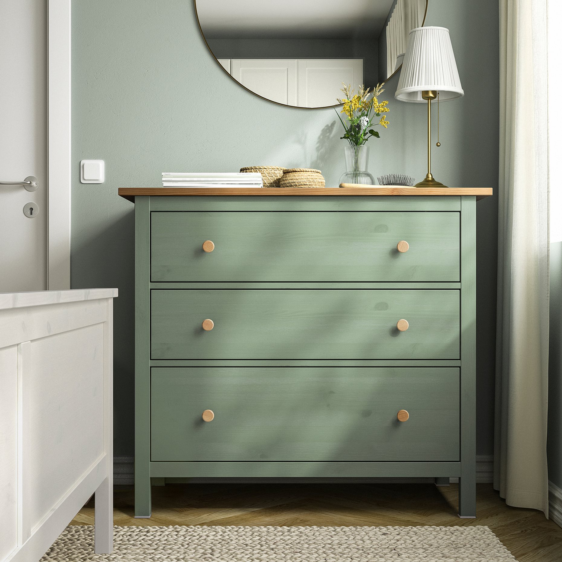 HEMNES, συρταριέρα με 3 συρτάρια, 108x96 cm, 706.107.38