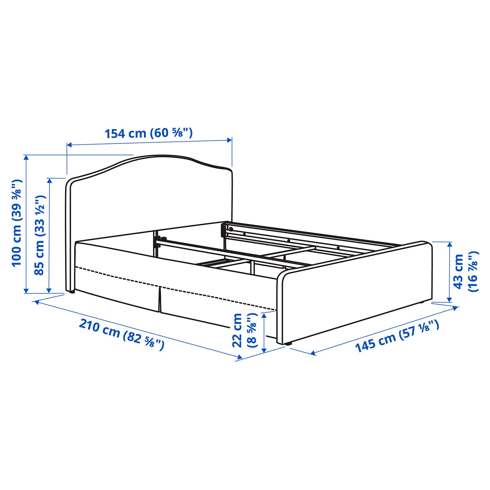 RAMNEFJALL, cover bed frame, 140x200 cm, 706.192.39