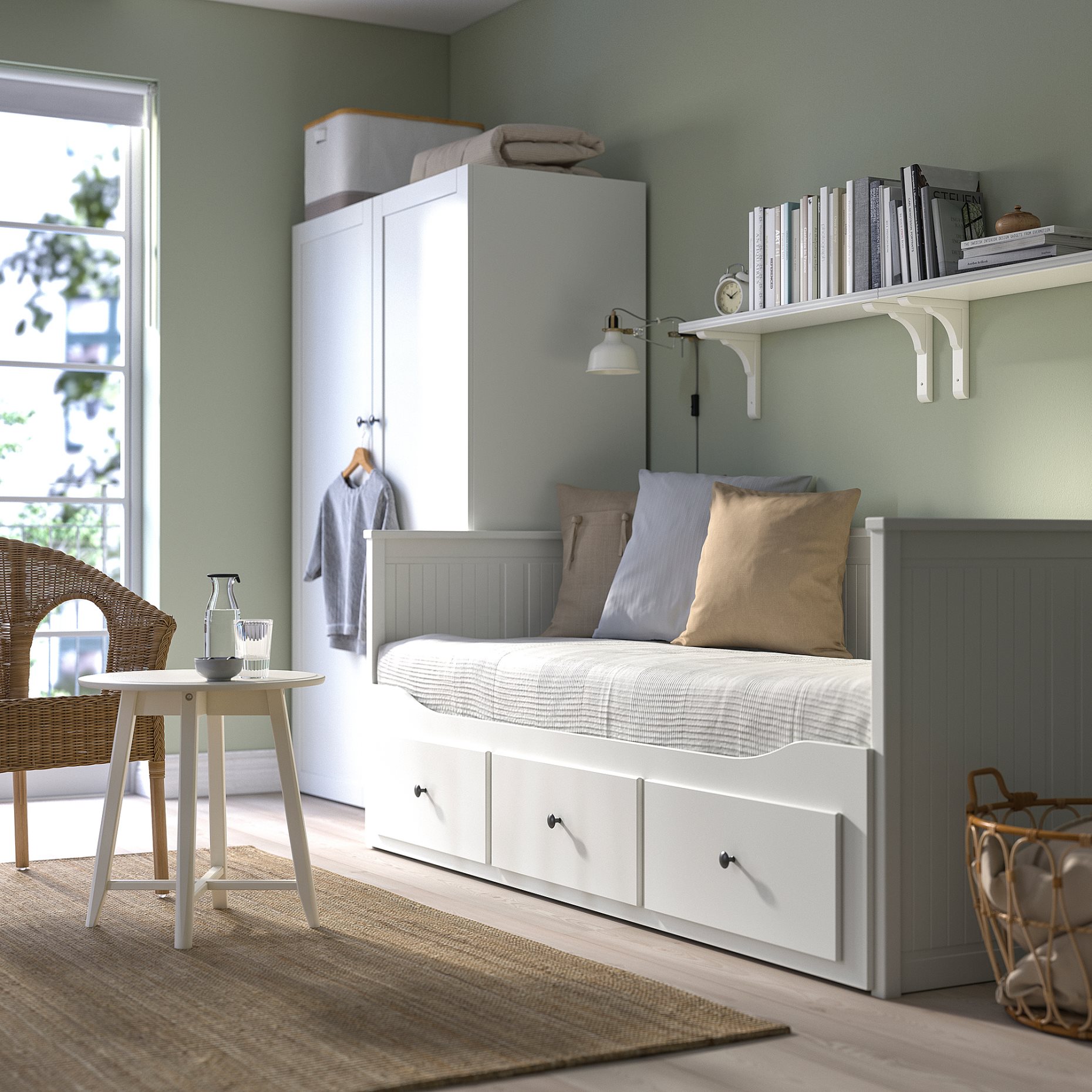 HEMNES, κρεβάτι επισκέπτη day bed 3 συρτάρια/2 στρώματα, 80x200 cm, 794.281.17