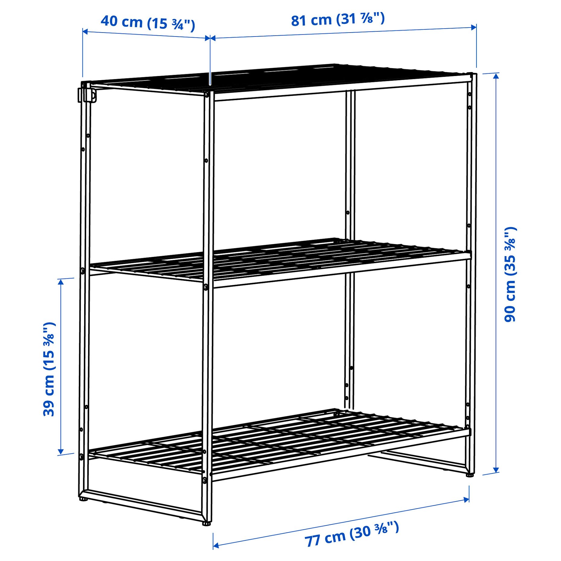JOSTEIN, shelving unit/in/outdoor/wire, 81x40x90 cm, 794.369.52