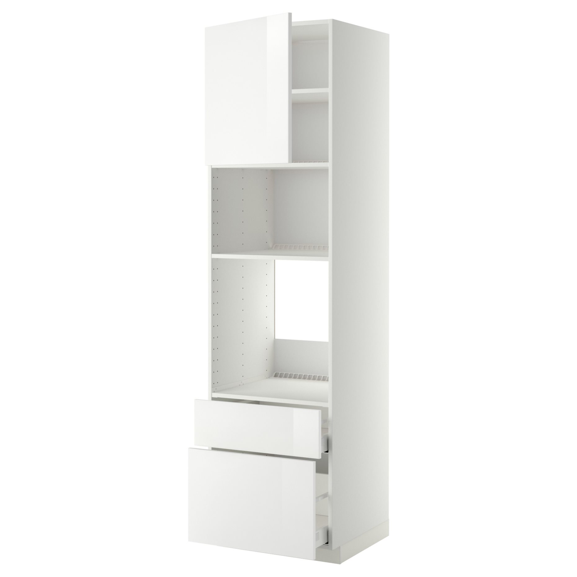 METOD, high cabinet for oven/microwave with door/2 drawers, 60x60x220 cm, 794.542.34