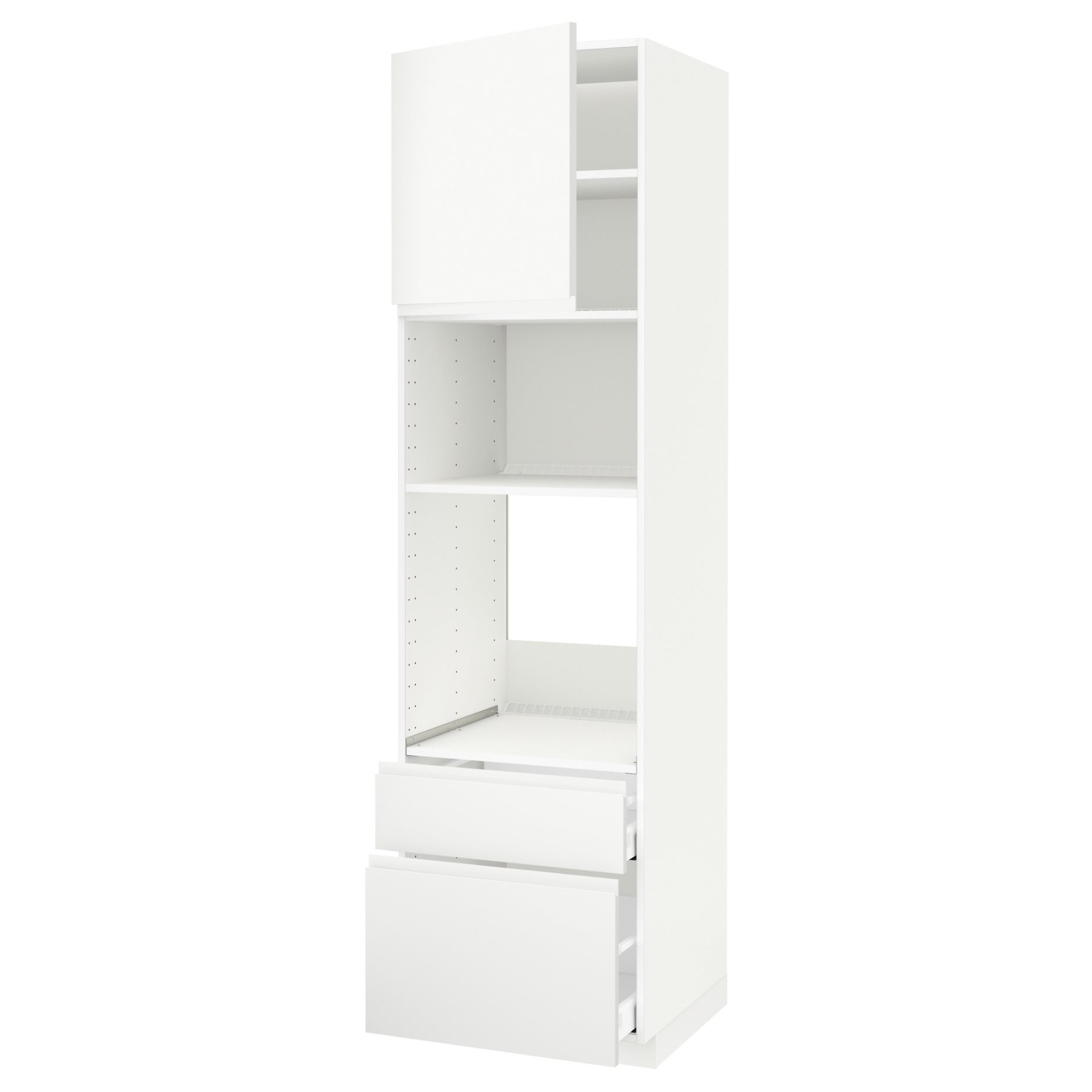 METOD, high cabinet for oven/microwave with door/2 drawers, 60x60x220 cm, 794.612.39