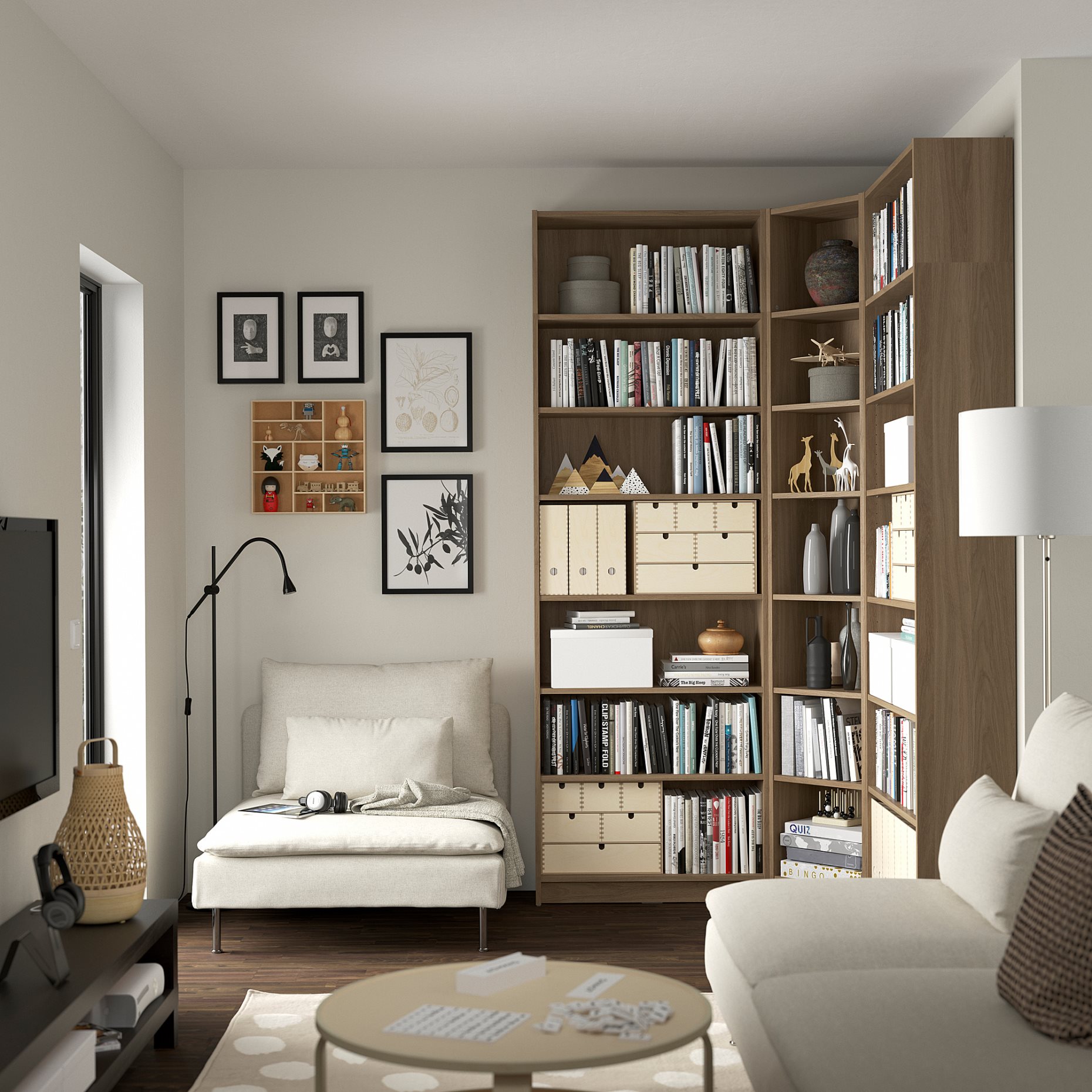 BILLY, bookcase corner combination with height extension units, 136/136x28x237 cm, 794.835.52