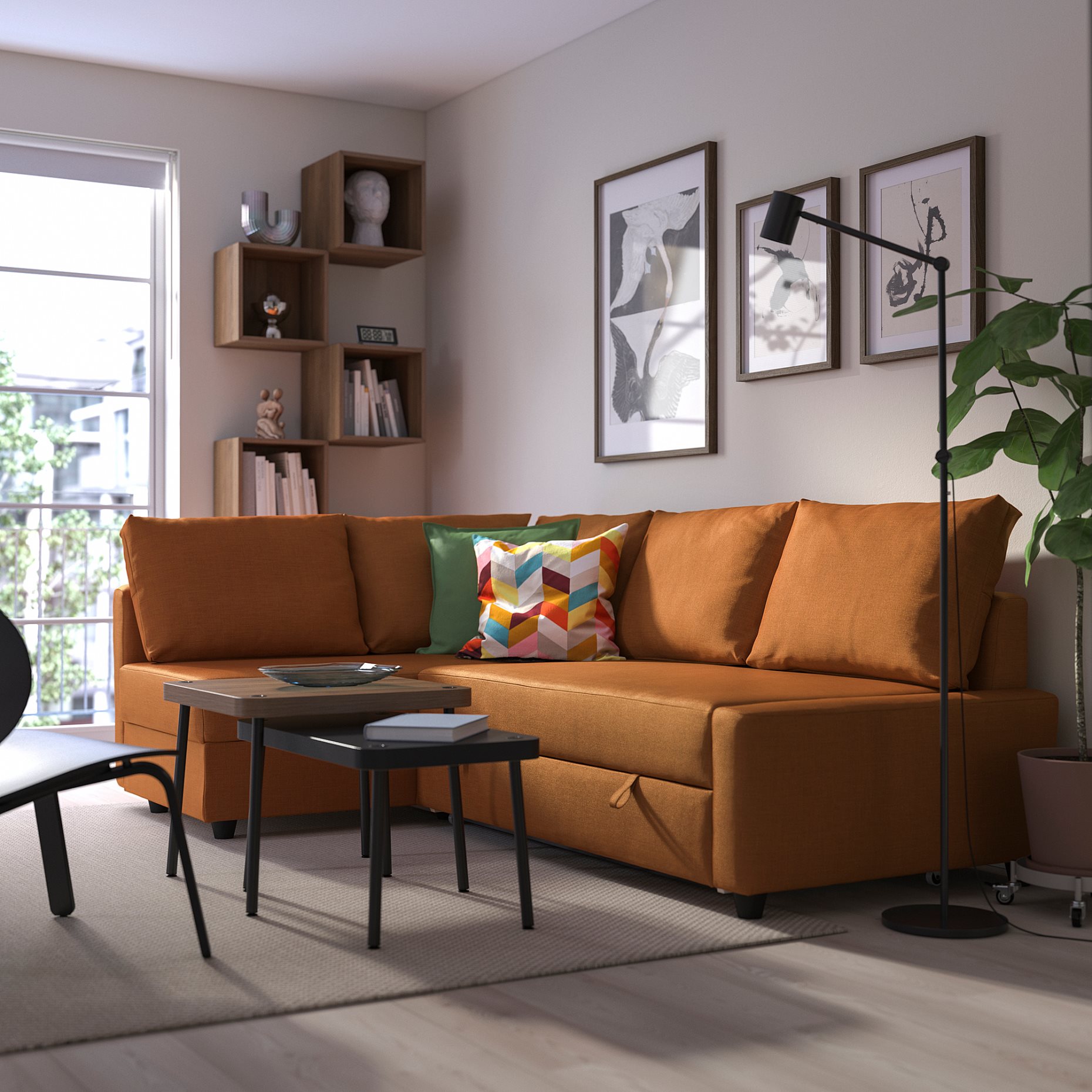 FRIHETEN, corner sofa-bed with storage and extra back cushions, 795.170.57