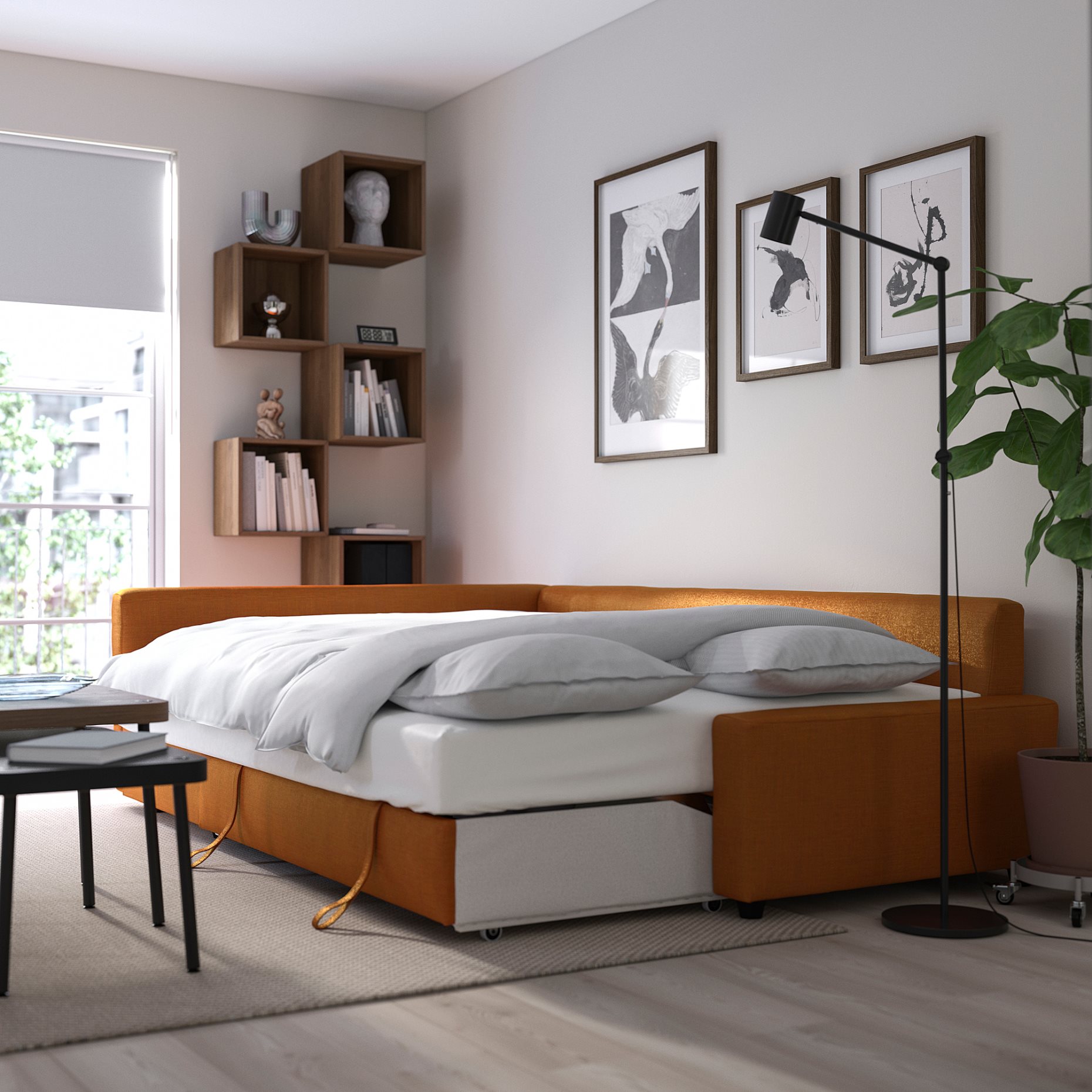 FRIHETEN, corner sofa-bed with storage and extra back cushions, 795.170.57
