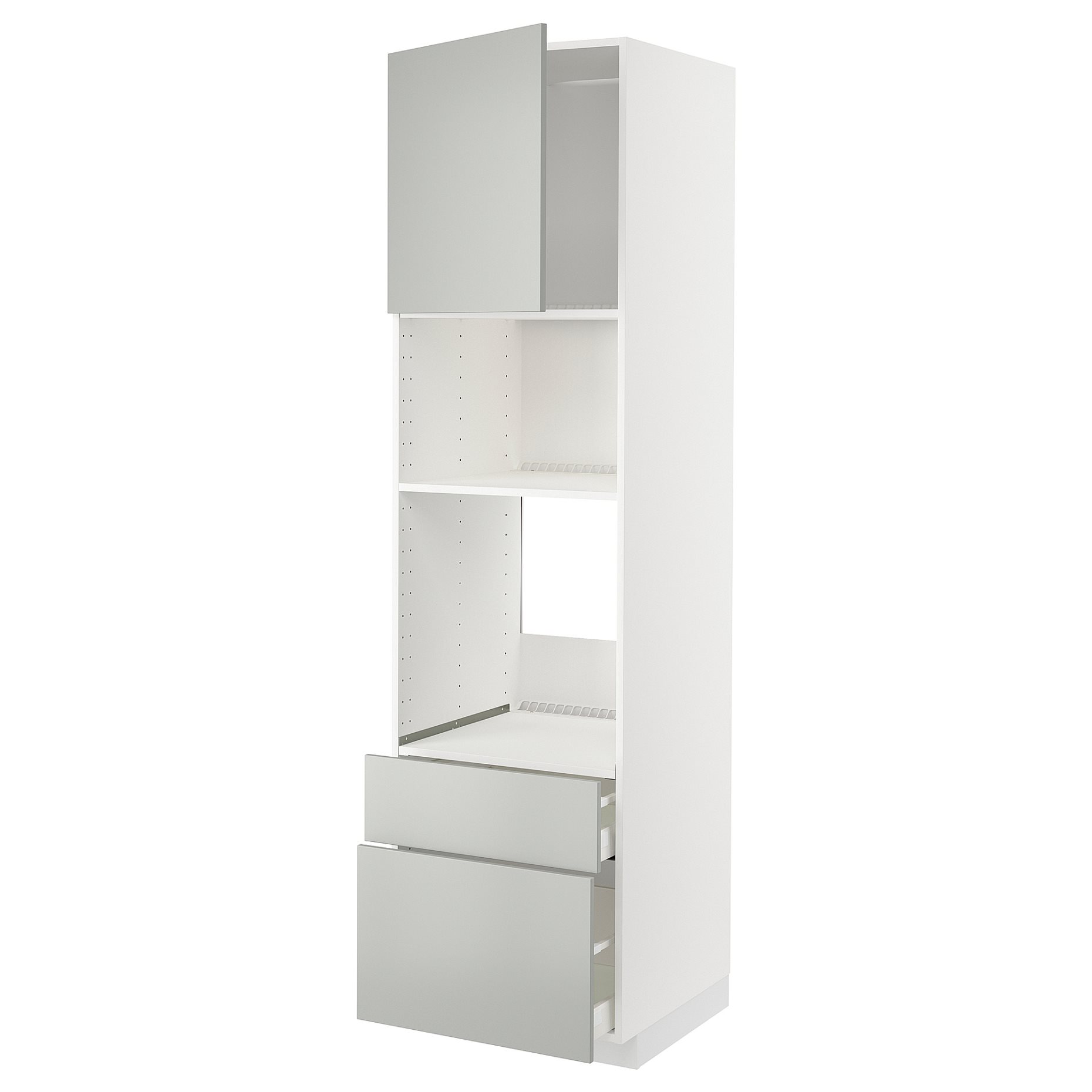 METOD, high cabinet for oven/microwave with door/2 drawers, 60x60x220 cm, 795.381.54